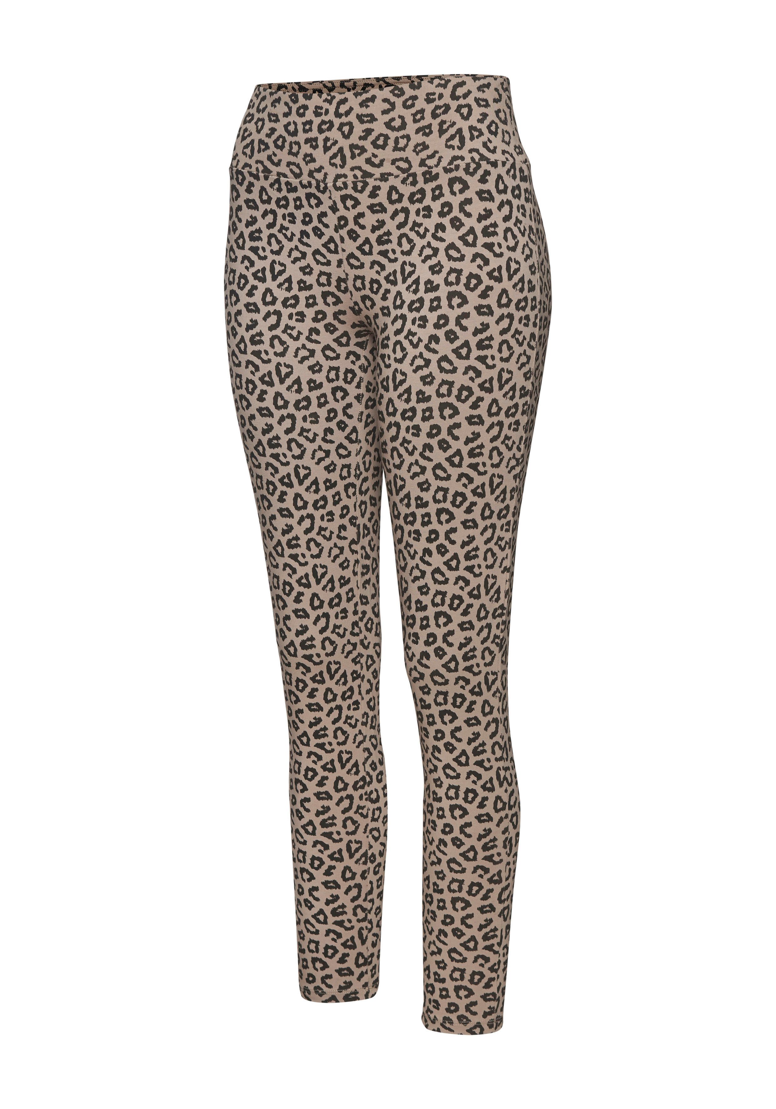 Lascana Legging Sweatleggings met brede band in leeuwprint, loungewear