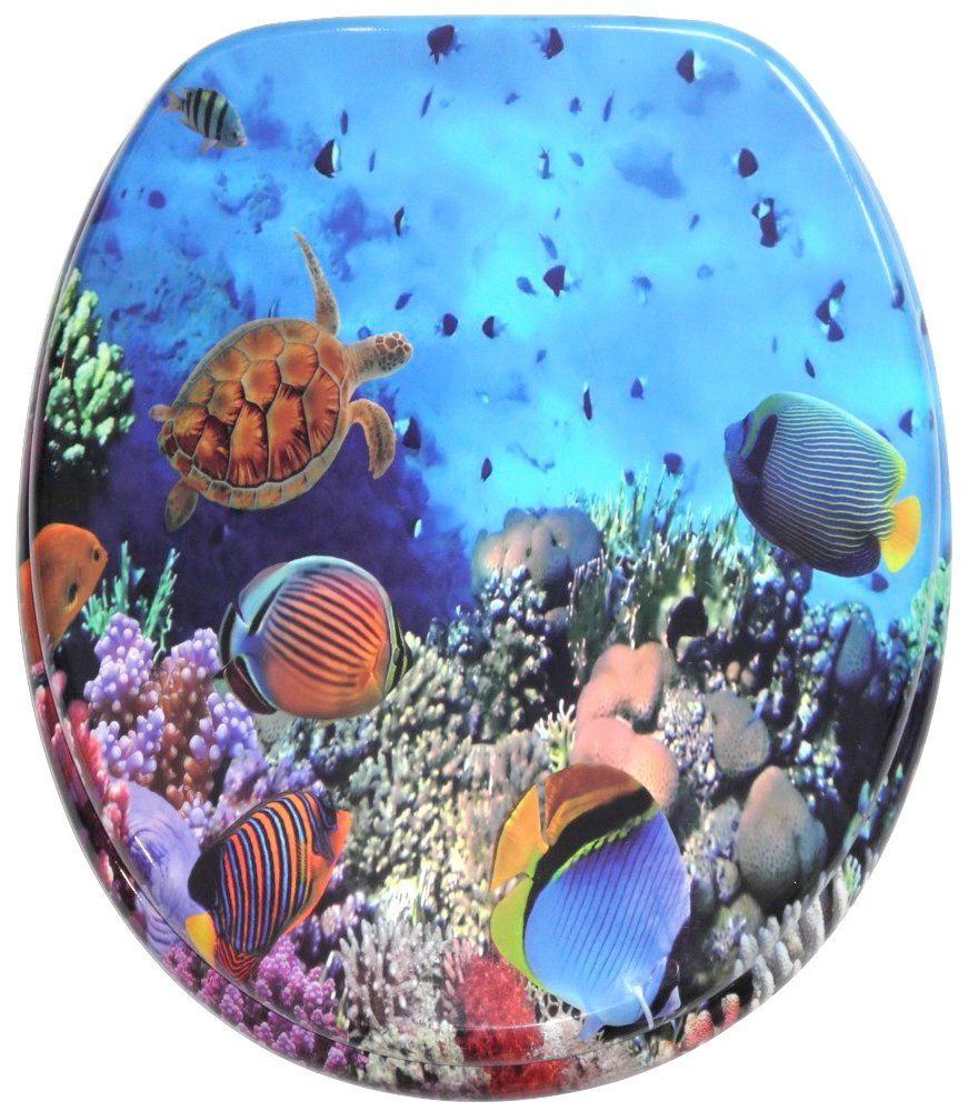 Sanilo Set badkameraccessoires Ocean bestaand uit toiletzitting, badmat en wastafelplug (complete set, 3-delig)