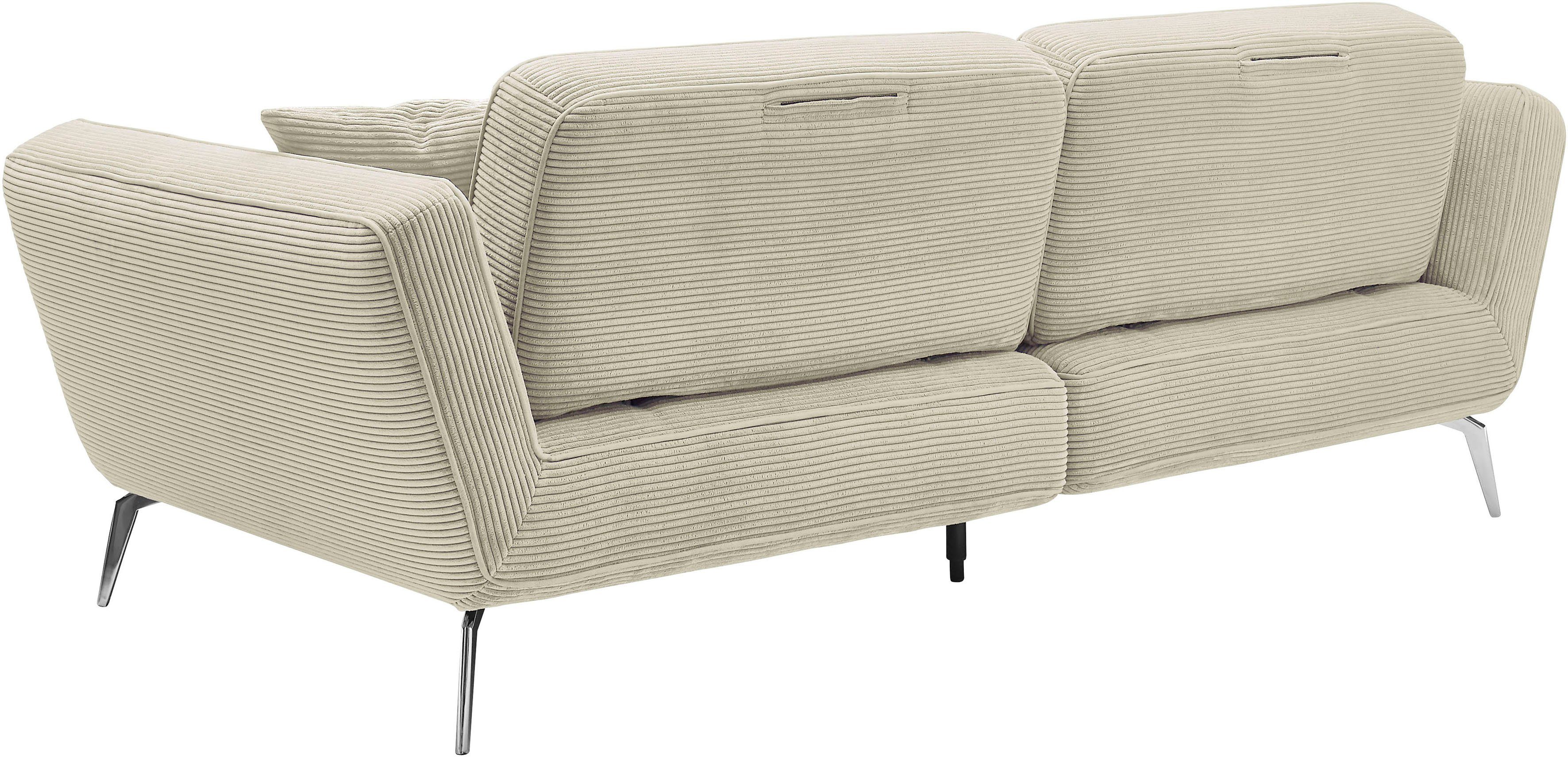 set one by Musterring Megabank SO 4500 Voeten chroomkleurig, optioneel met hoofdsteun, breedte 260cm, in cord