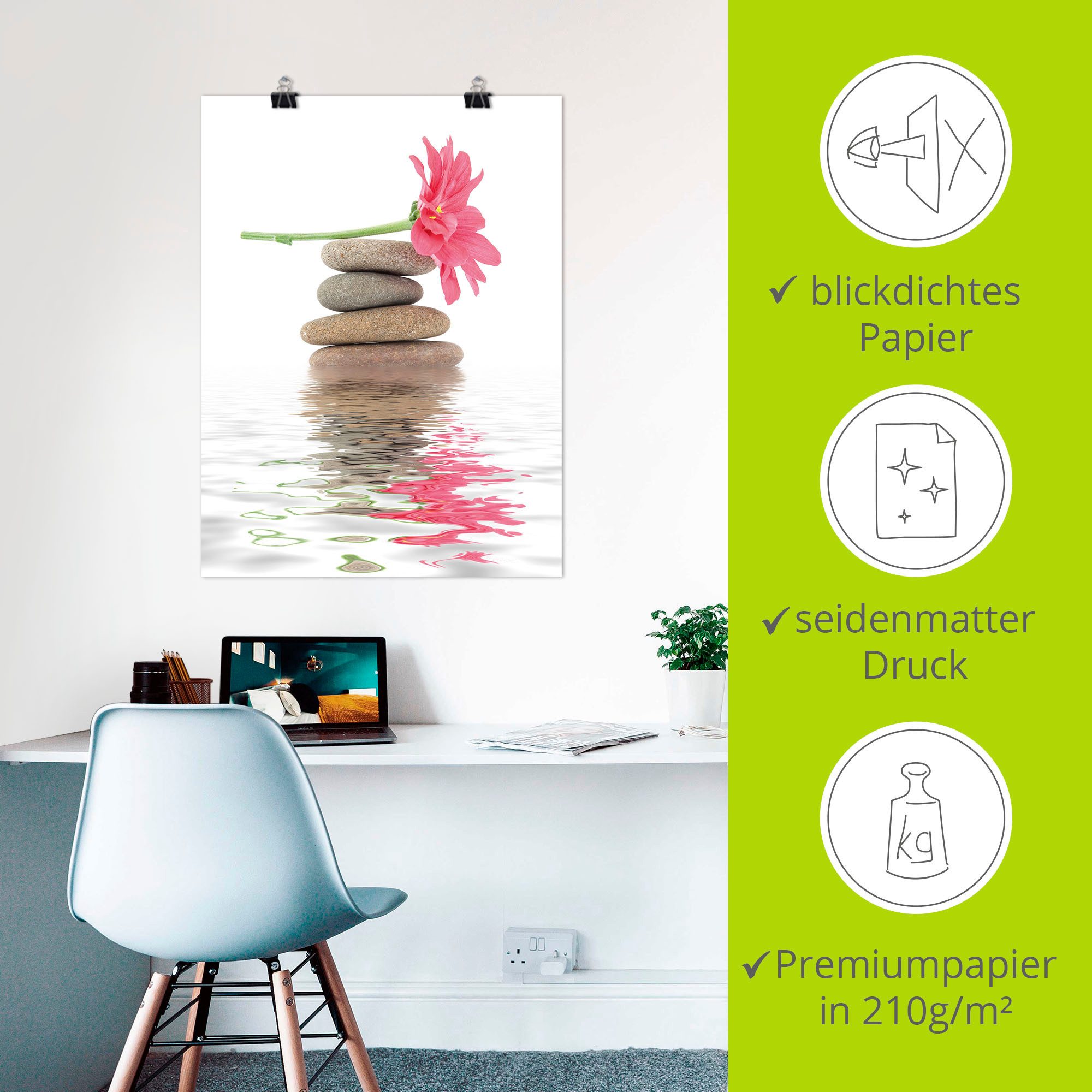 Artland Artprint Zen Spa stenen met bloemen I als artprint op linnen, poster in verschillende formaten maten