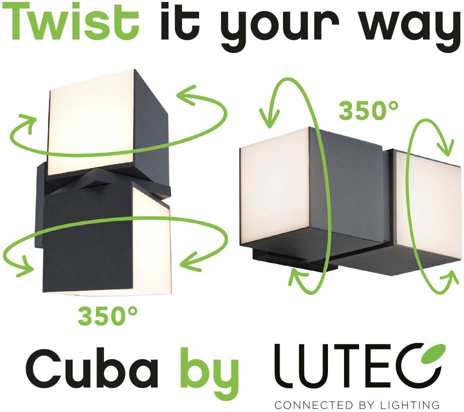 LUTEC Ledwandlamp voor buiten Cuba draaibaar (1 stuk)