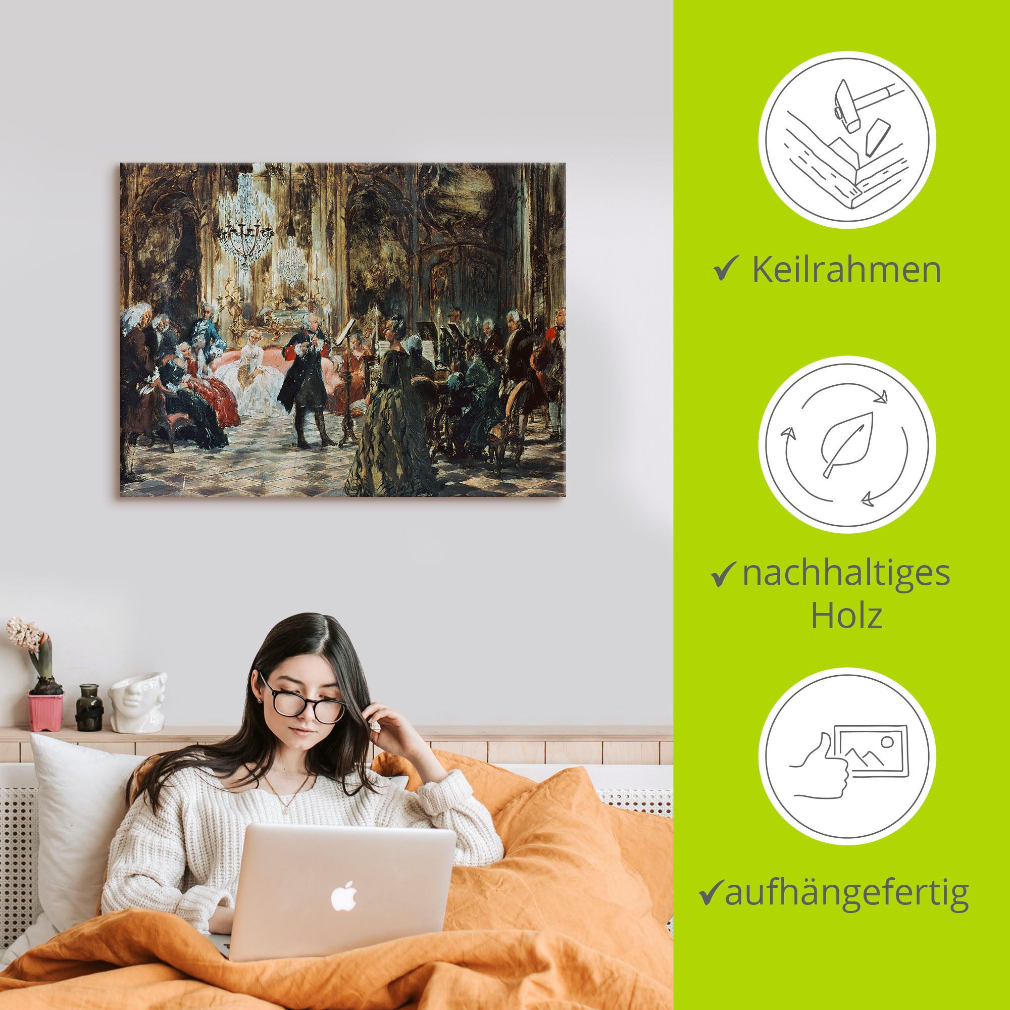 Artland Artprint Fluitconcert Frederik de Grote. als artprint op linnen, poster in verschillende formaten maten