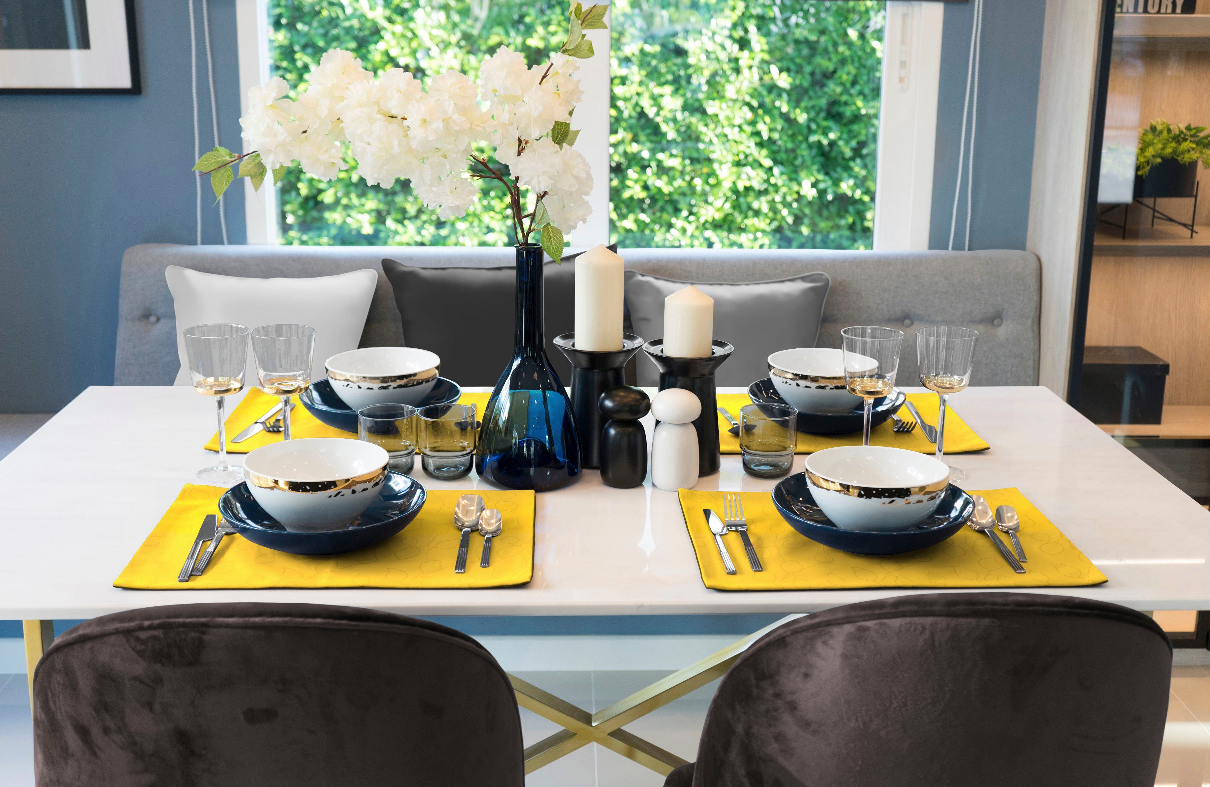 Wirth Set placemats Westport Made in Germany, Jacquard decoratiestof, bladontwerp, onderhoudsvriendelijk (2 stuks)