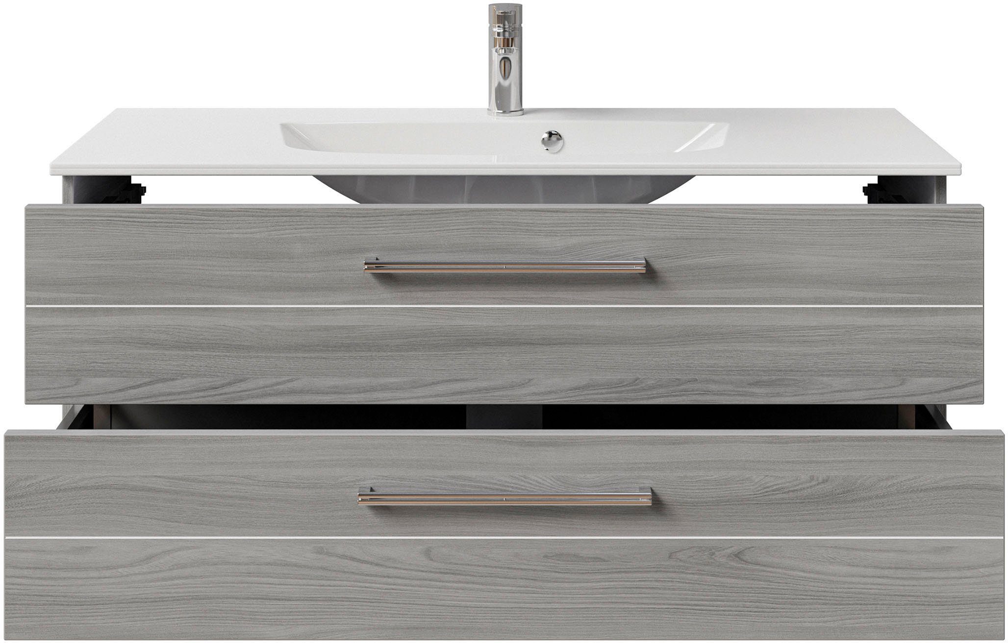 Saphir Wastafelonderkast Serie 6025 mineraalmarmeren wastafel met onderkast, 117 cm breed (2-delig)