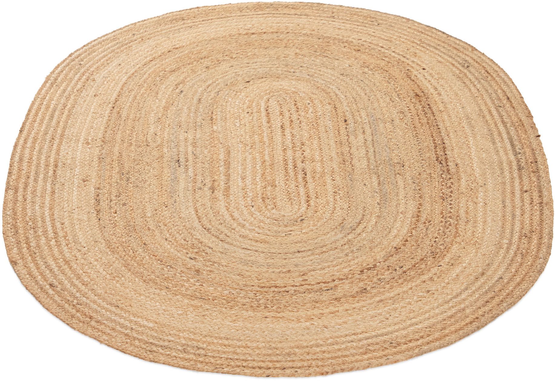 carpetfine Vloerkleed Nele jute-vloerkleed natuurmateriaal gevlochten tweezijdig te gebruiken kleed van 100% jute, in rond en ovaal, vele maten