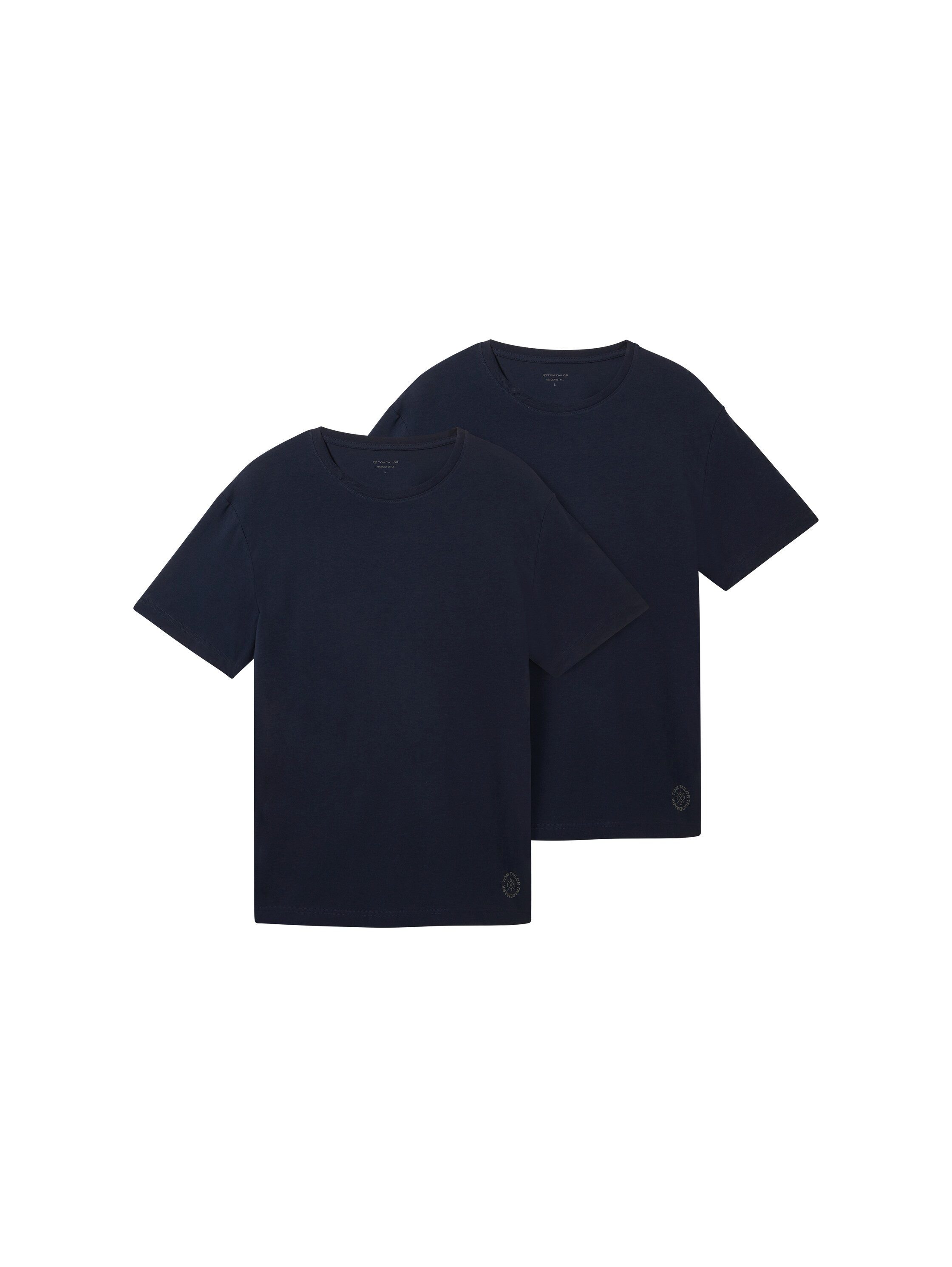 Tom Tailor Shirt met korte mouwen met logoprint (set, 2-delig) heren t-shirts maat M blauw