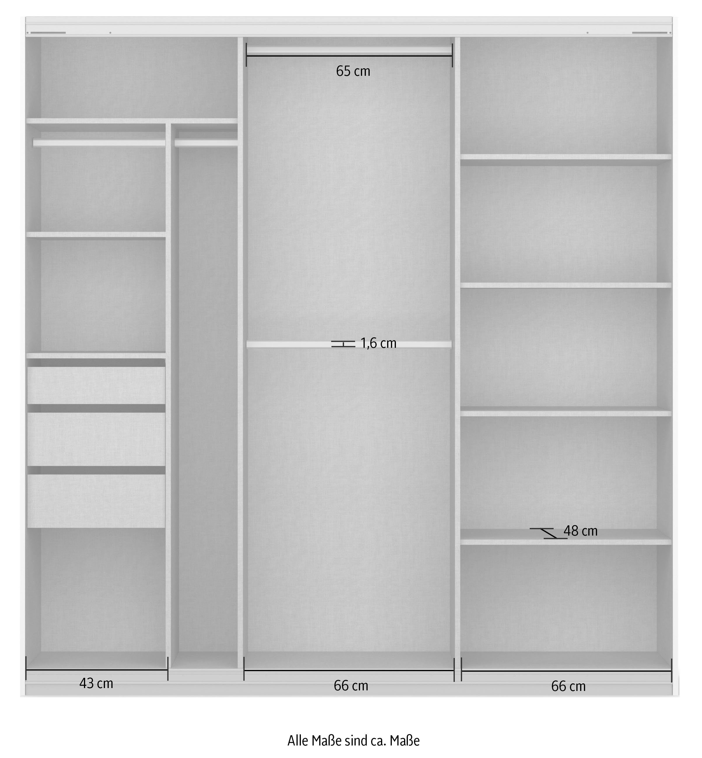rauch Zweefdeurkast Oteli incl. passe-partout optioneel met verlichting