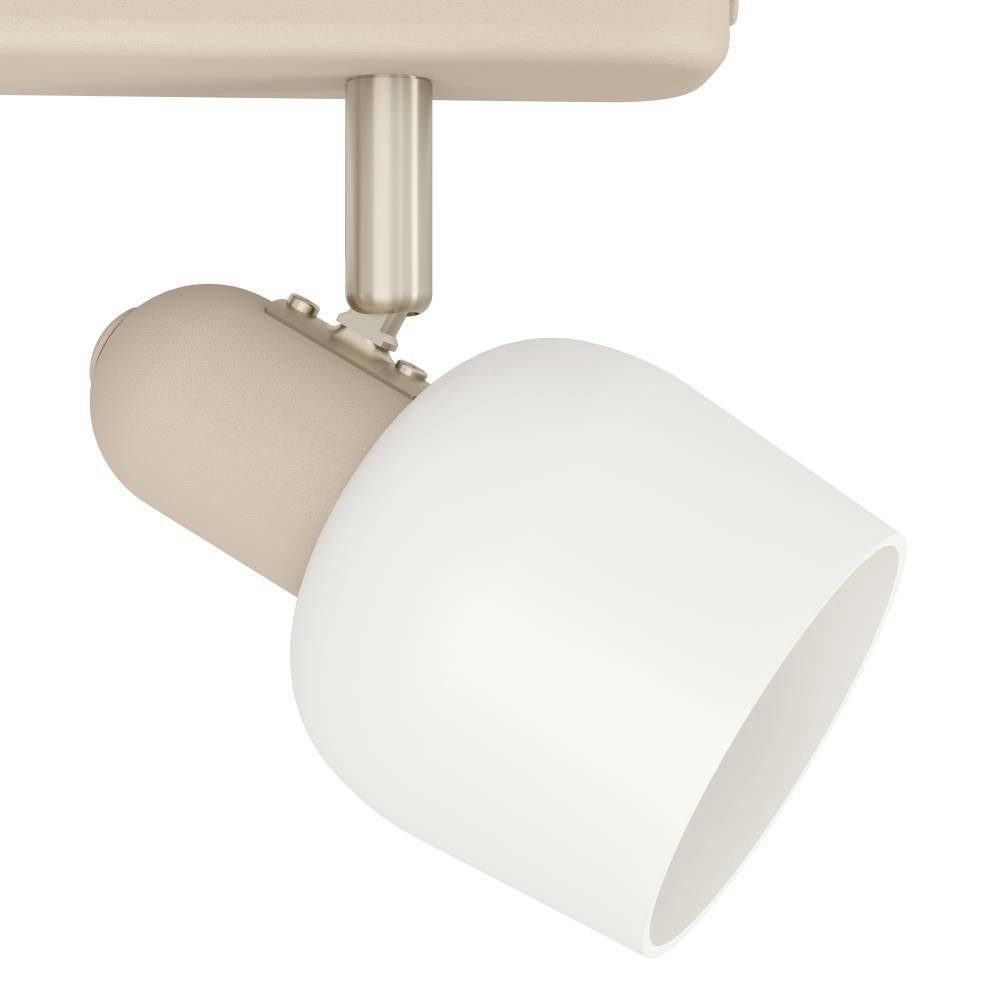 EGLO Plafondspot CORATO Plafondlamp, metaal in zandkleur, nikkel-mat, glas in wit, E14 (1 stuk)