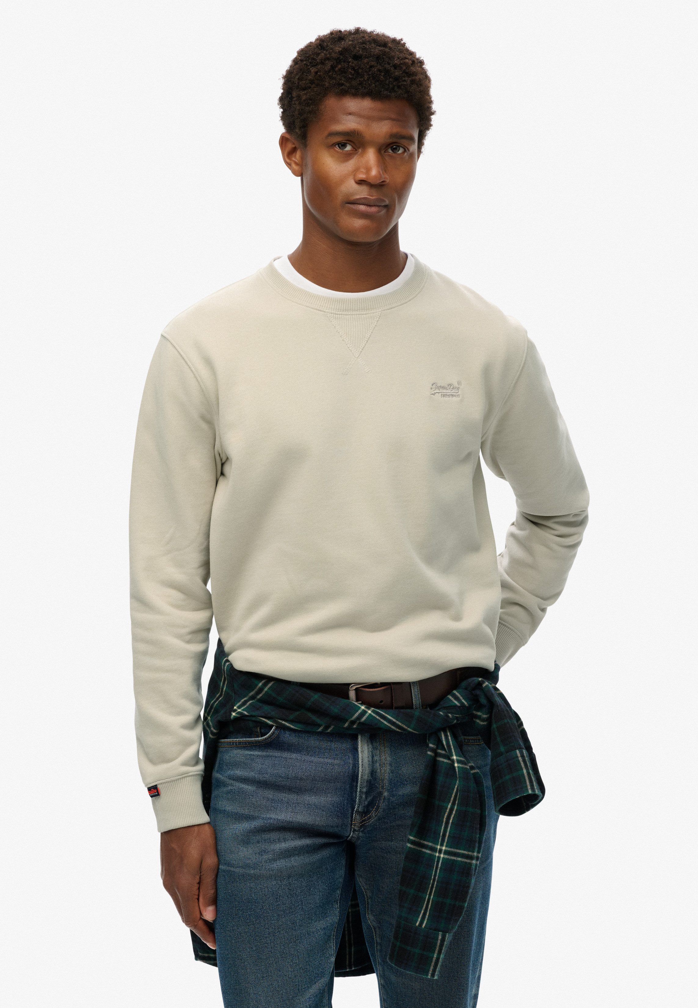 Superdry Sweatshirt ESSENTIAL LOGO CREW SWEATSHIRT heren sweaters maat XL beige