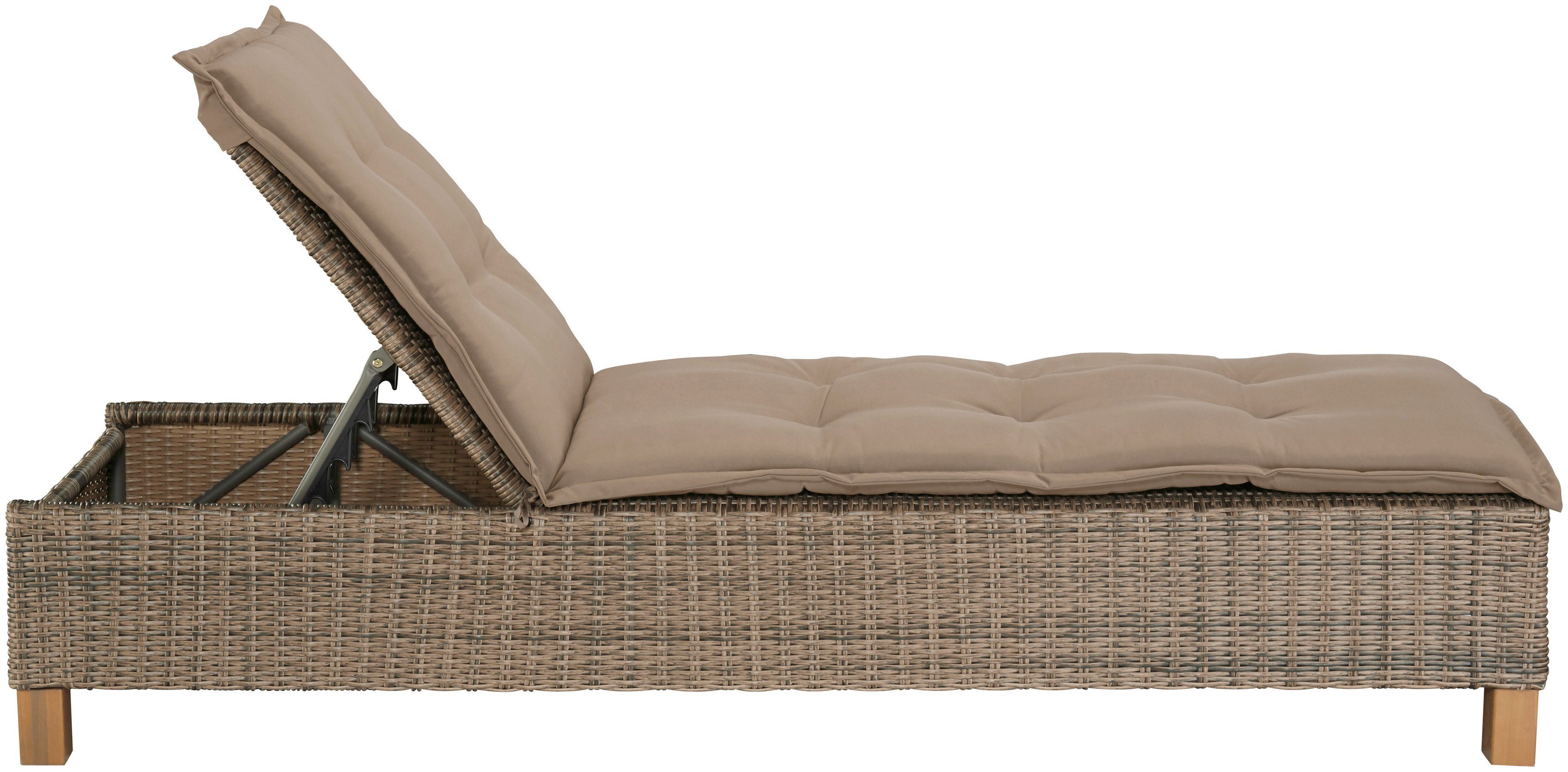 MERXX Ligstoel Toscane Polyrotan/acacia, incl. kussen