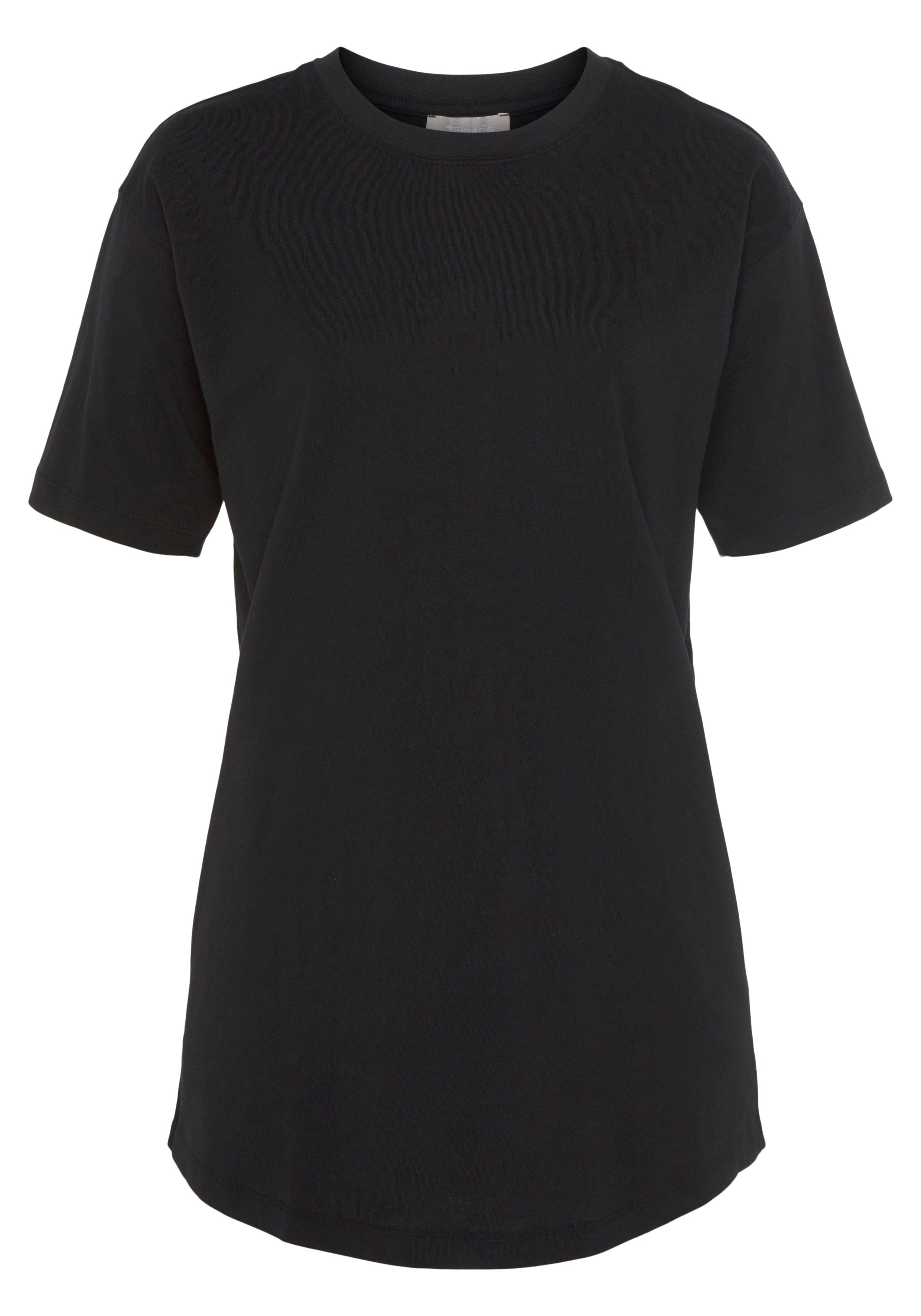 Tamaris Oversized shirt Korte mouwen, wijde snit, basic-stijl, ronde hals
