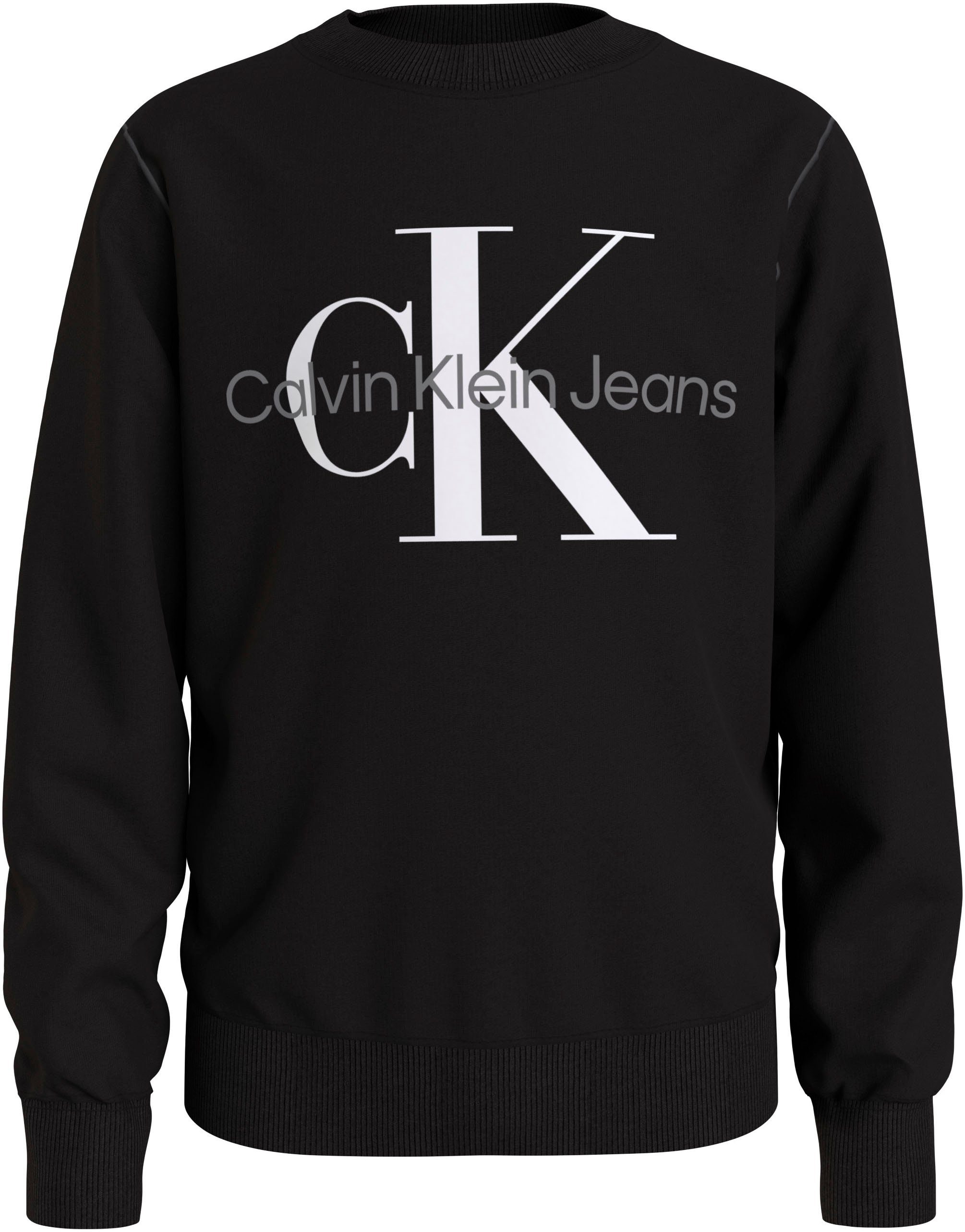 Calvin Klein sweater Terry met logo zwart Polyester Ronde hals 140