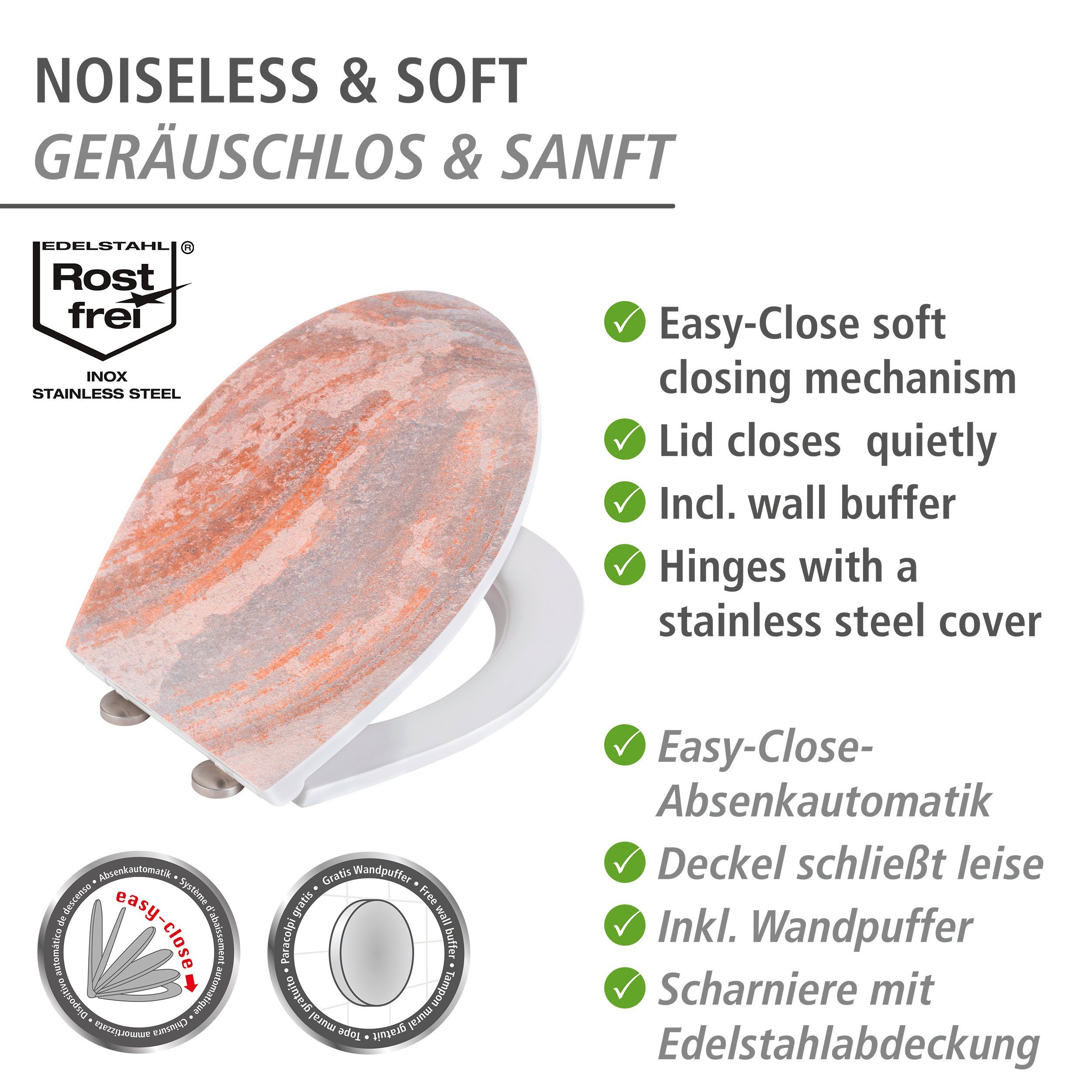 WENKO Toiletzitting Canyon met reliëf, van antibacteriële duroplast