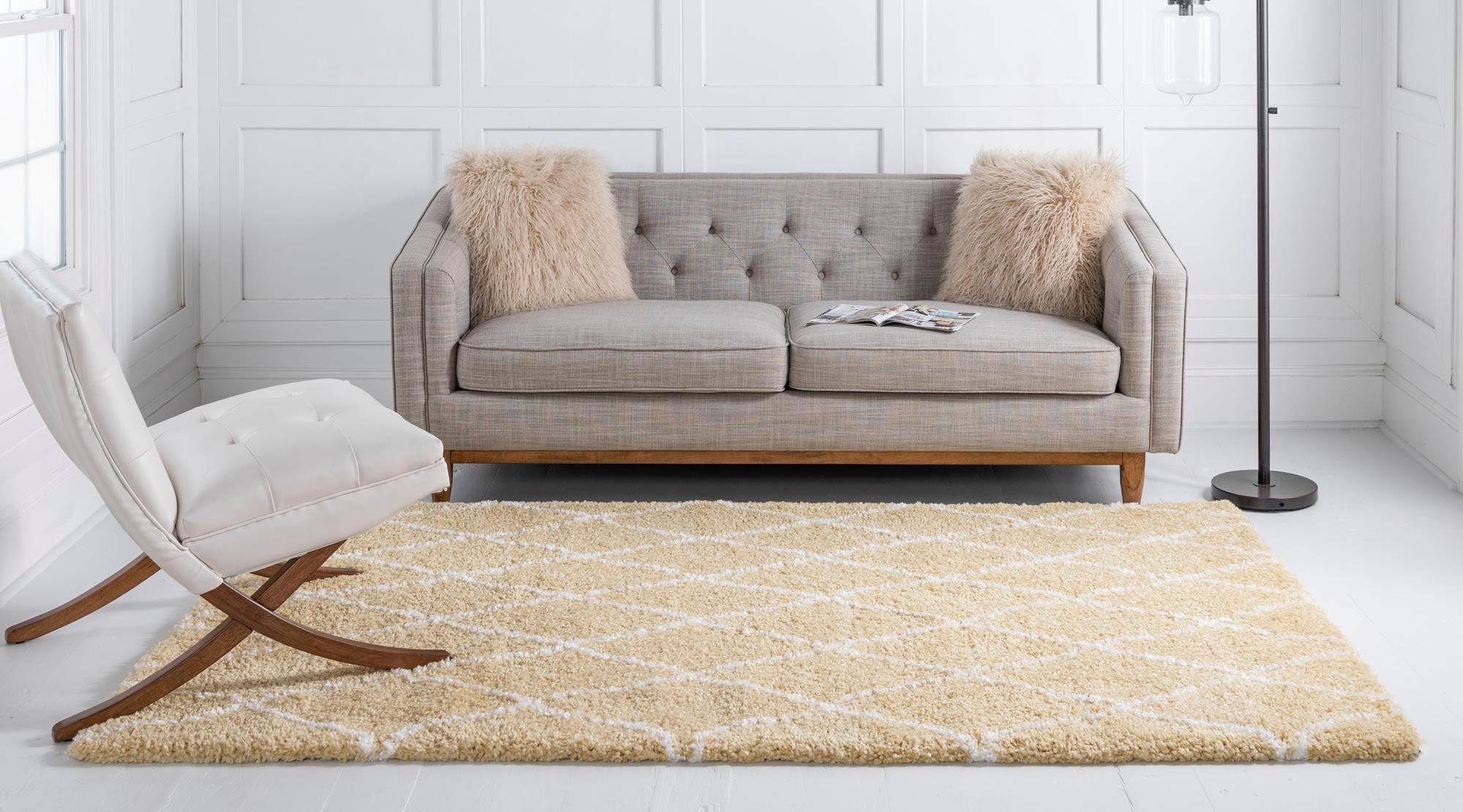 Myflair Möbel & Accessoires Hoogpolig vloerkleed Temara shag voorraadopruiming geweven, ruitendessin, zacht & behaaglijk
