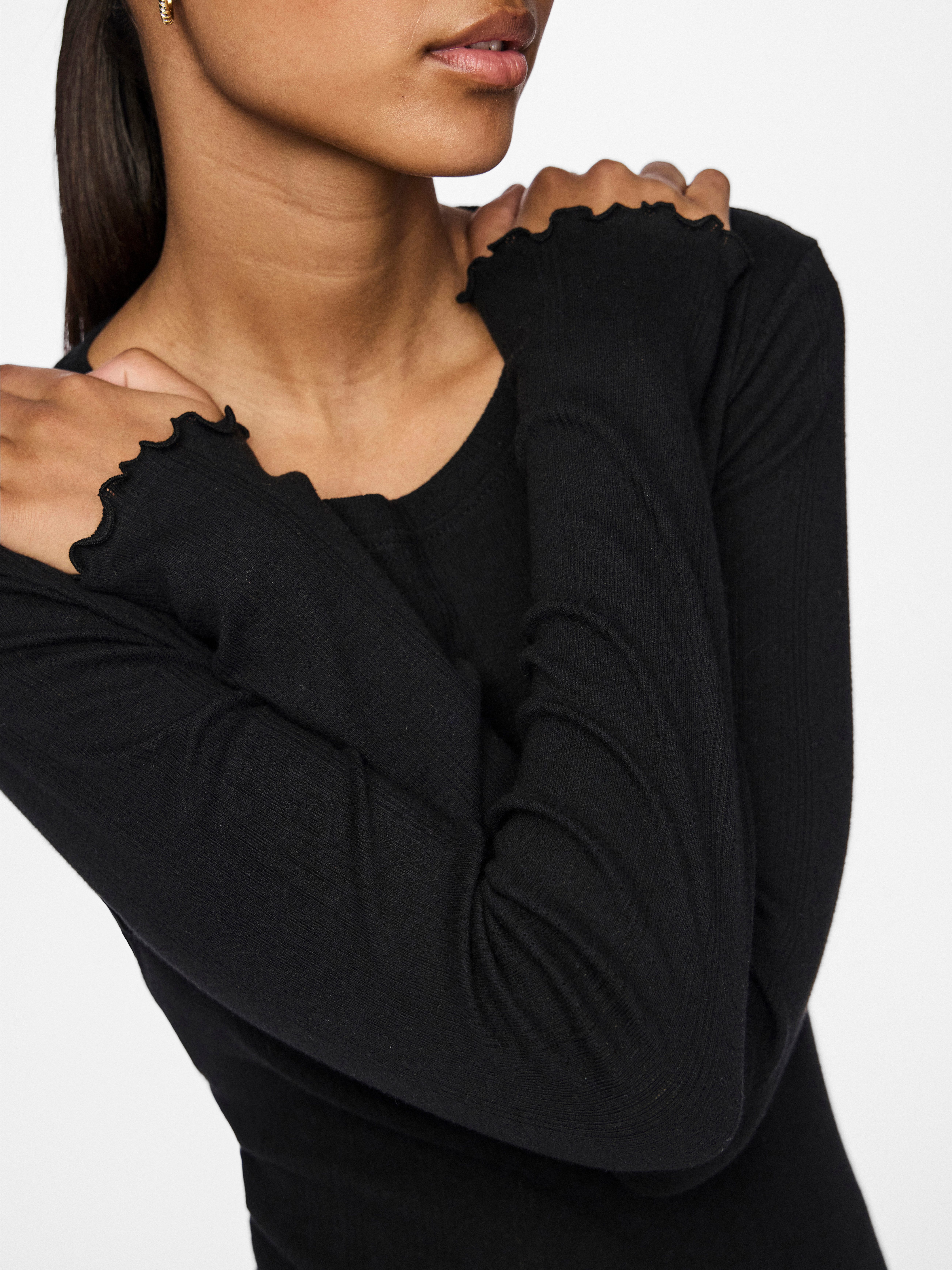 pieces Shirt met lange mouwen PCMARIE LS O-NECK POIN TOP JRS NOOS BC