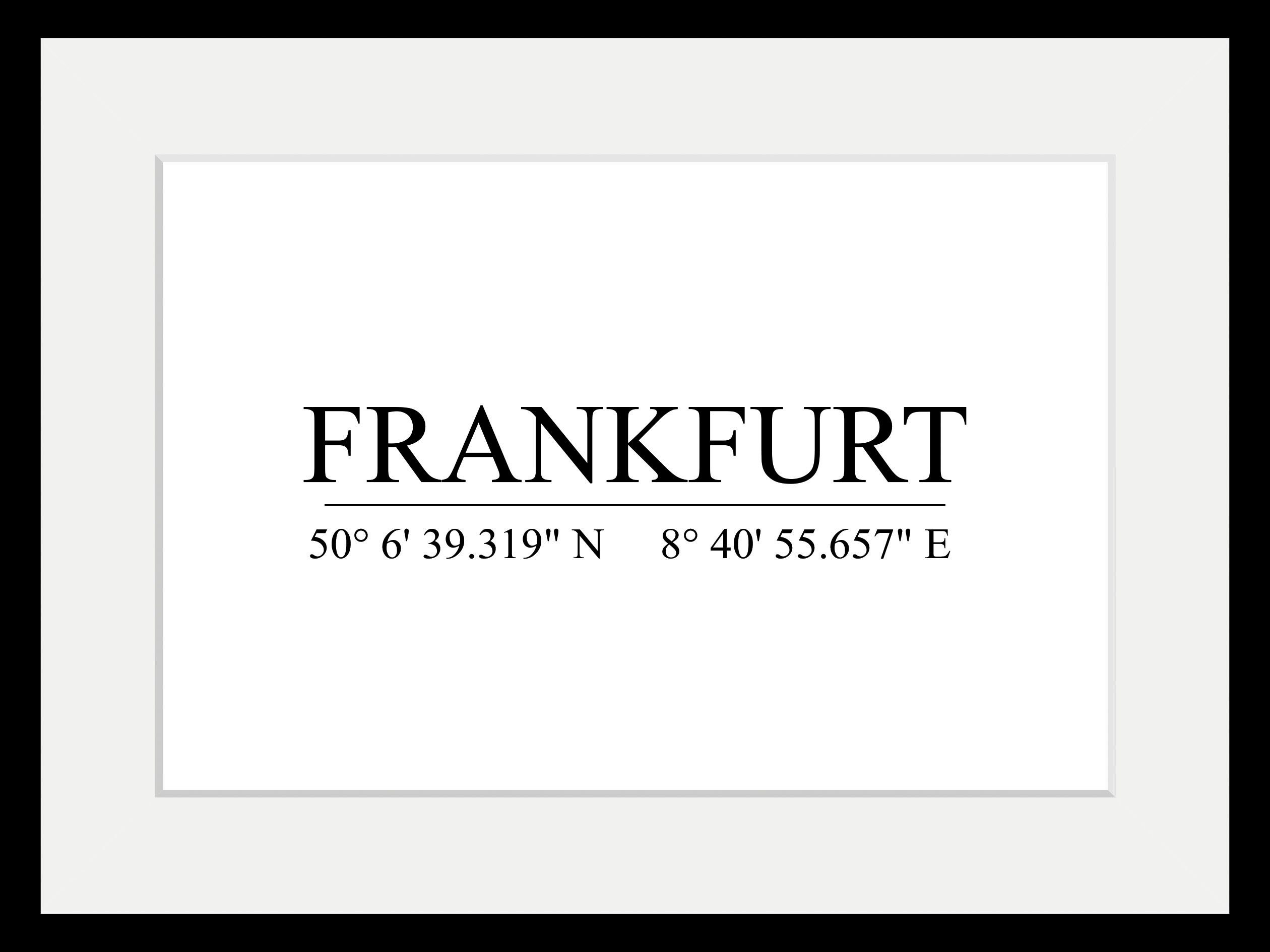 queence Wanddecoratie FRANKFURT HD premium posterdruk incl. houten lijst (1 stuk)