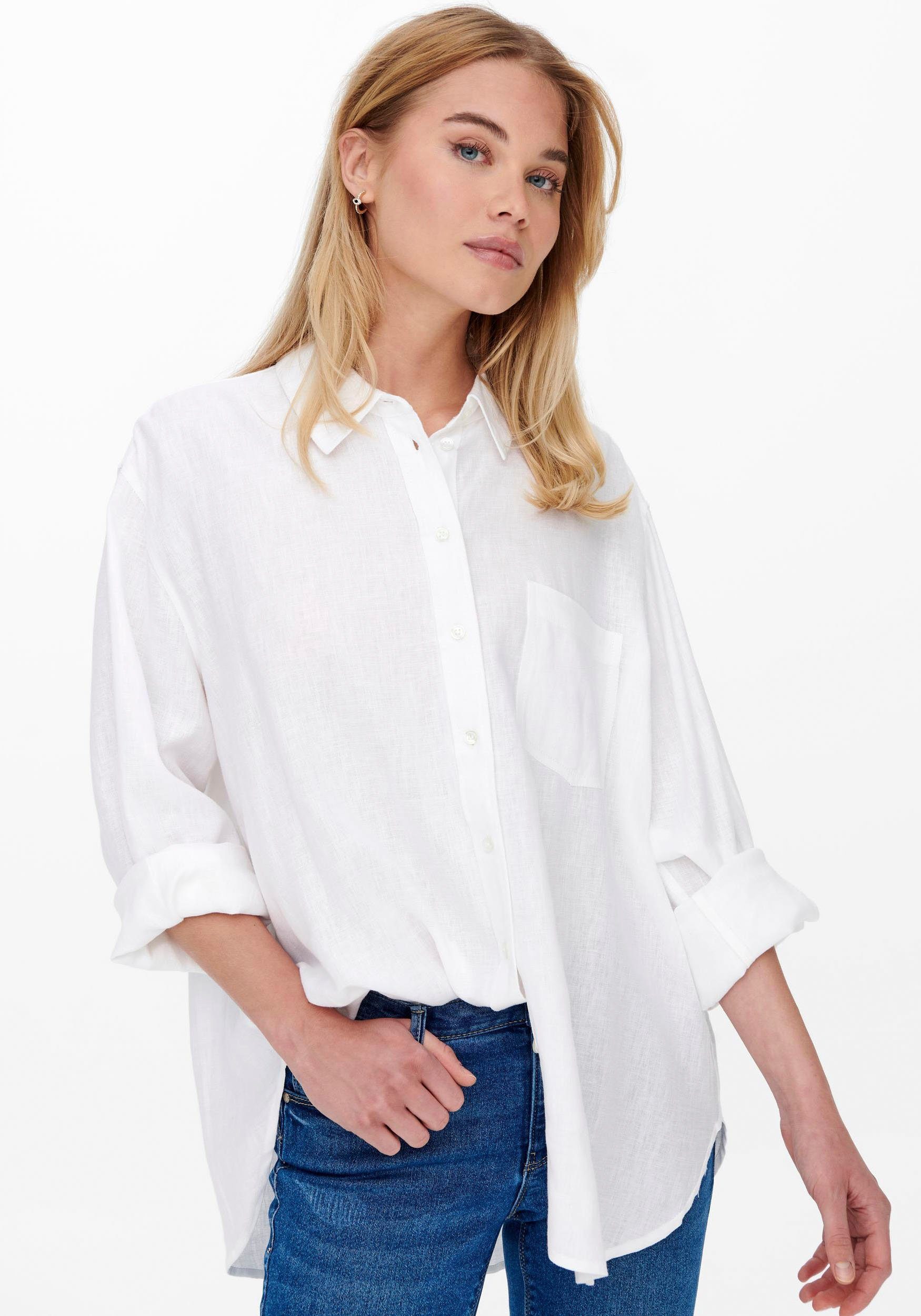 Only Lange blouse ONLTOKYO L/S LINEN BLEND SHIRT