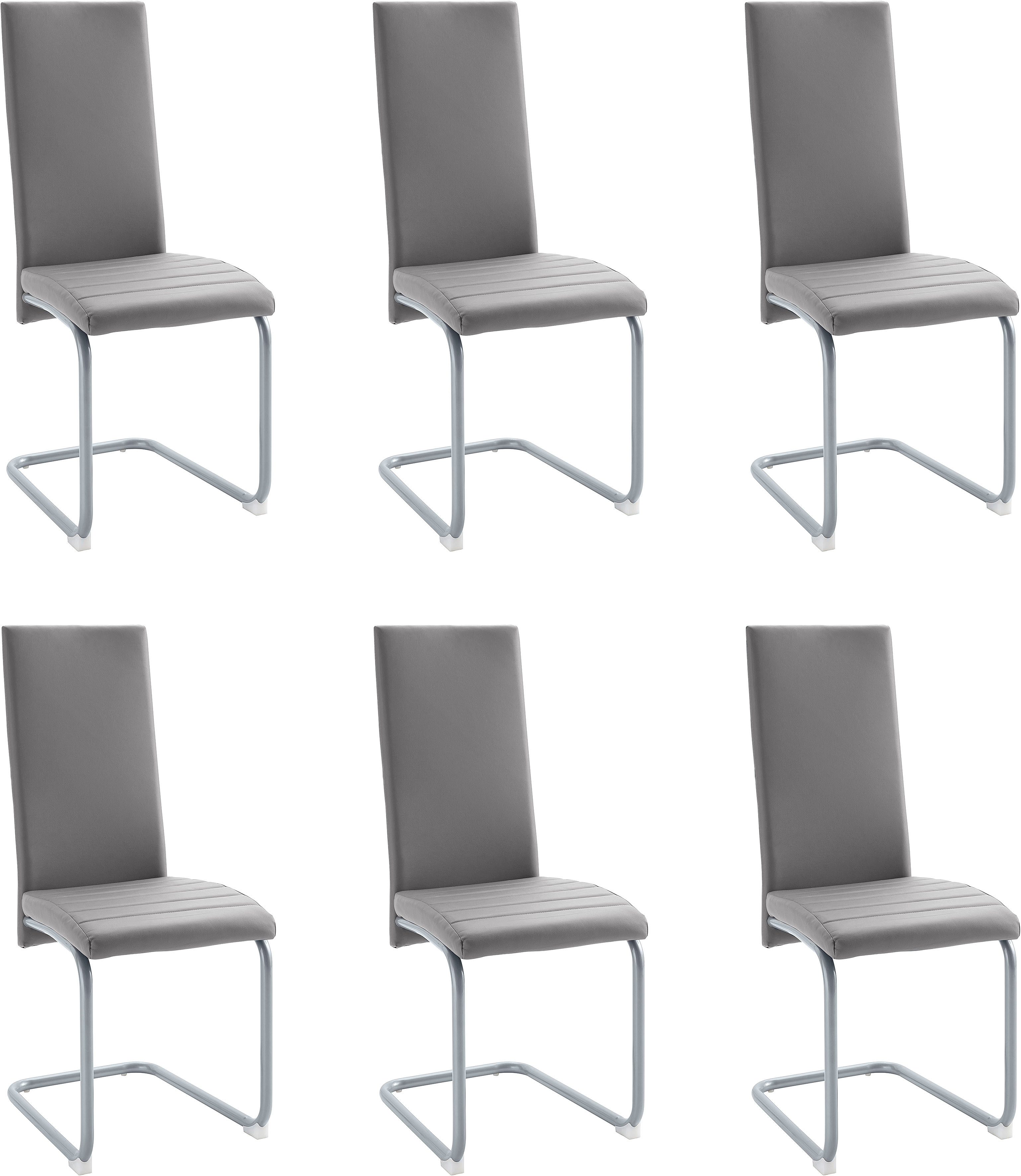 Home affaire Eetkamerstoel Genua (set van 2 of 6), overtrekstof in imitatieleer (set) 4 poot stoelen grijs