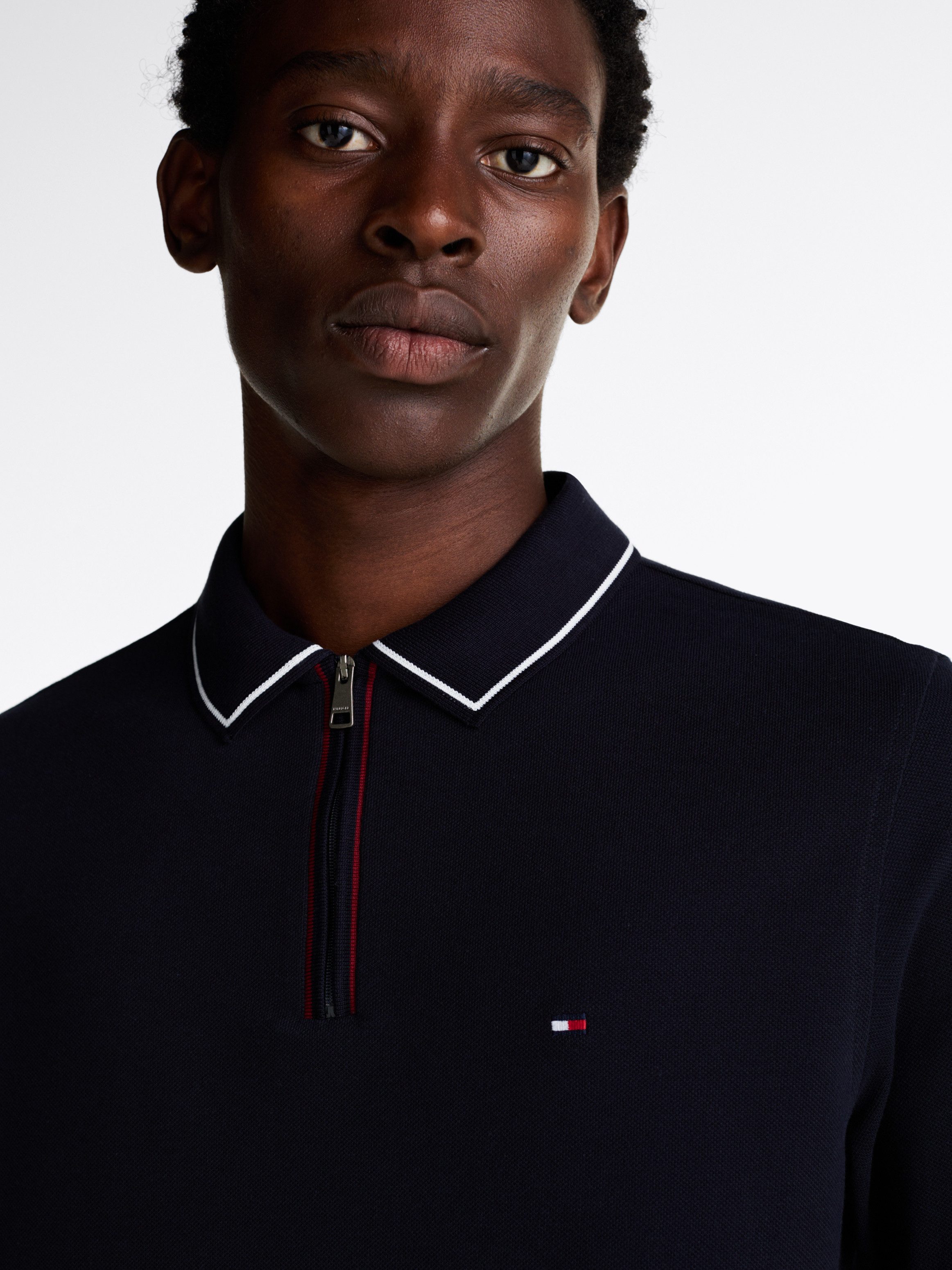 Tommy Hilfiger Poloshirt met lange mouwen LS ZIP RWB DETAIL REG POLO
