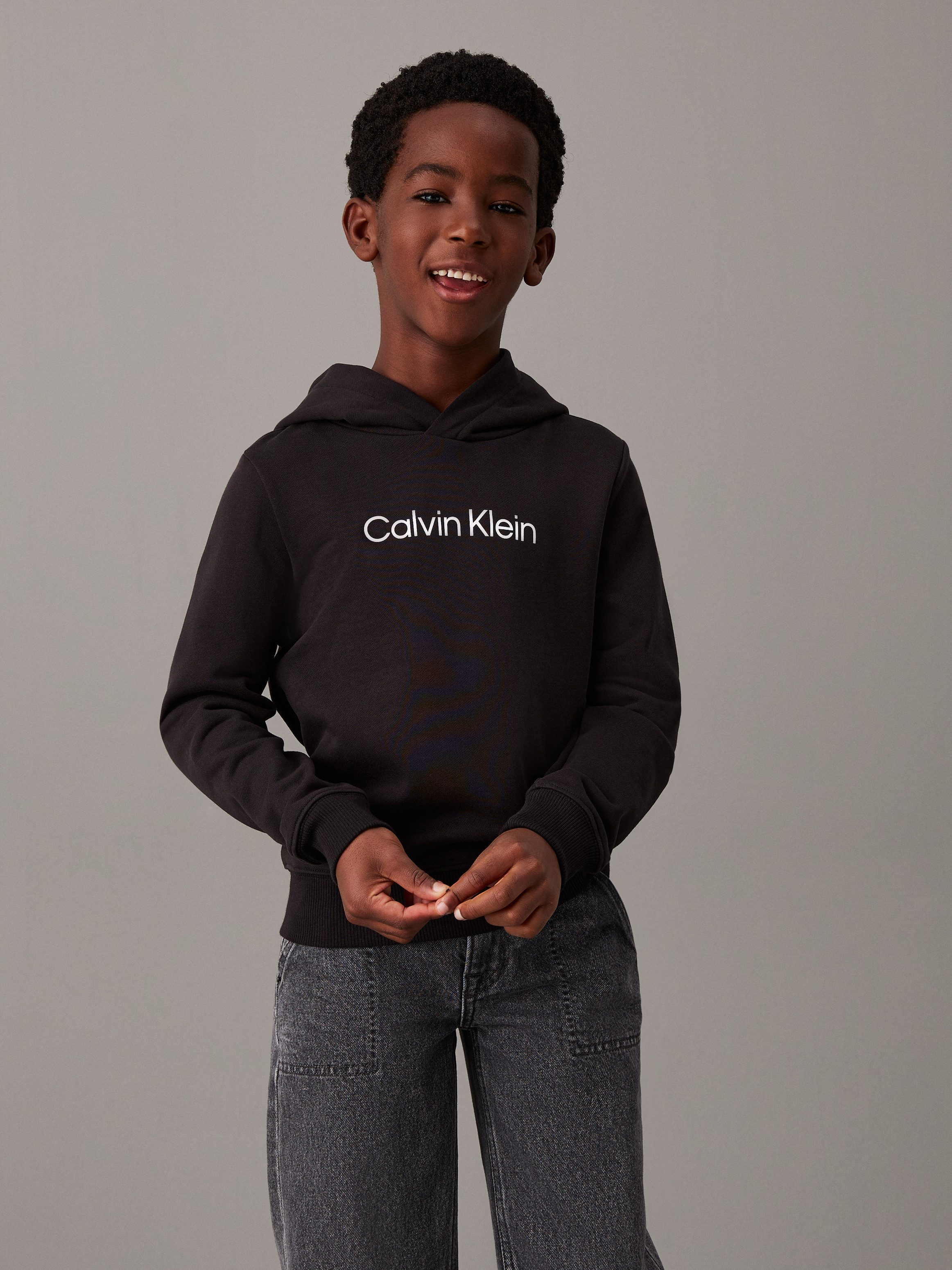 Calvin Klein Hoodie INST. LOGO REG. TERRY HOODIE voor kinderen tot 16 jaar en met logo-opdruk
