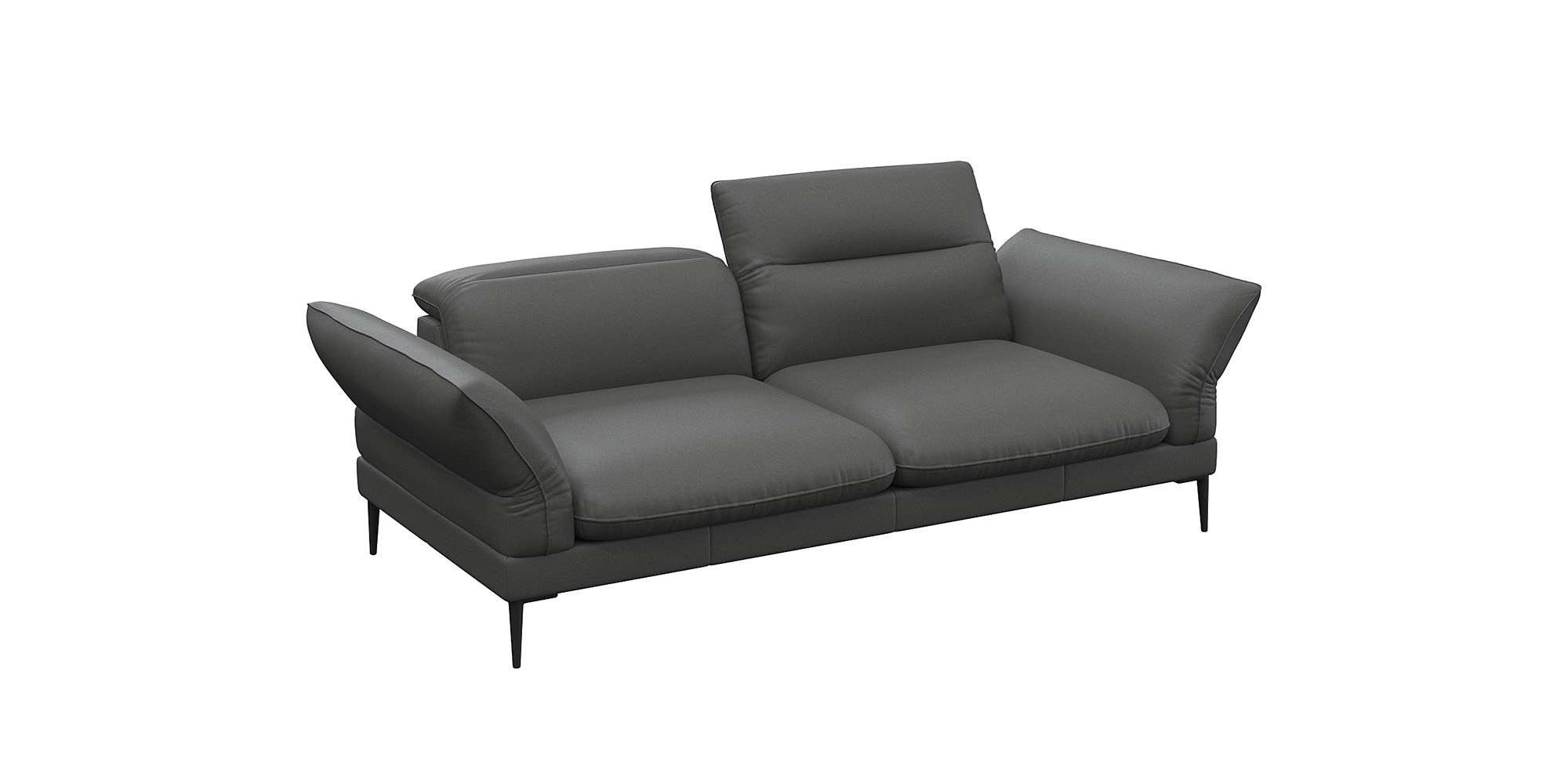 FLEXLUX 2,5-zits Salino, functie-sofa, relaxsofa Bank met arm- en hoofdeinde verstellingen, koudschuim & staalgolven grijs, 2-zitsbanken, 215 cm