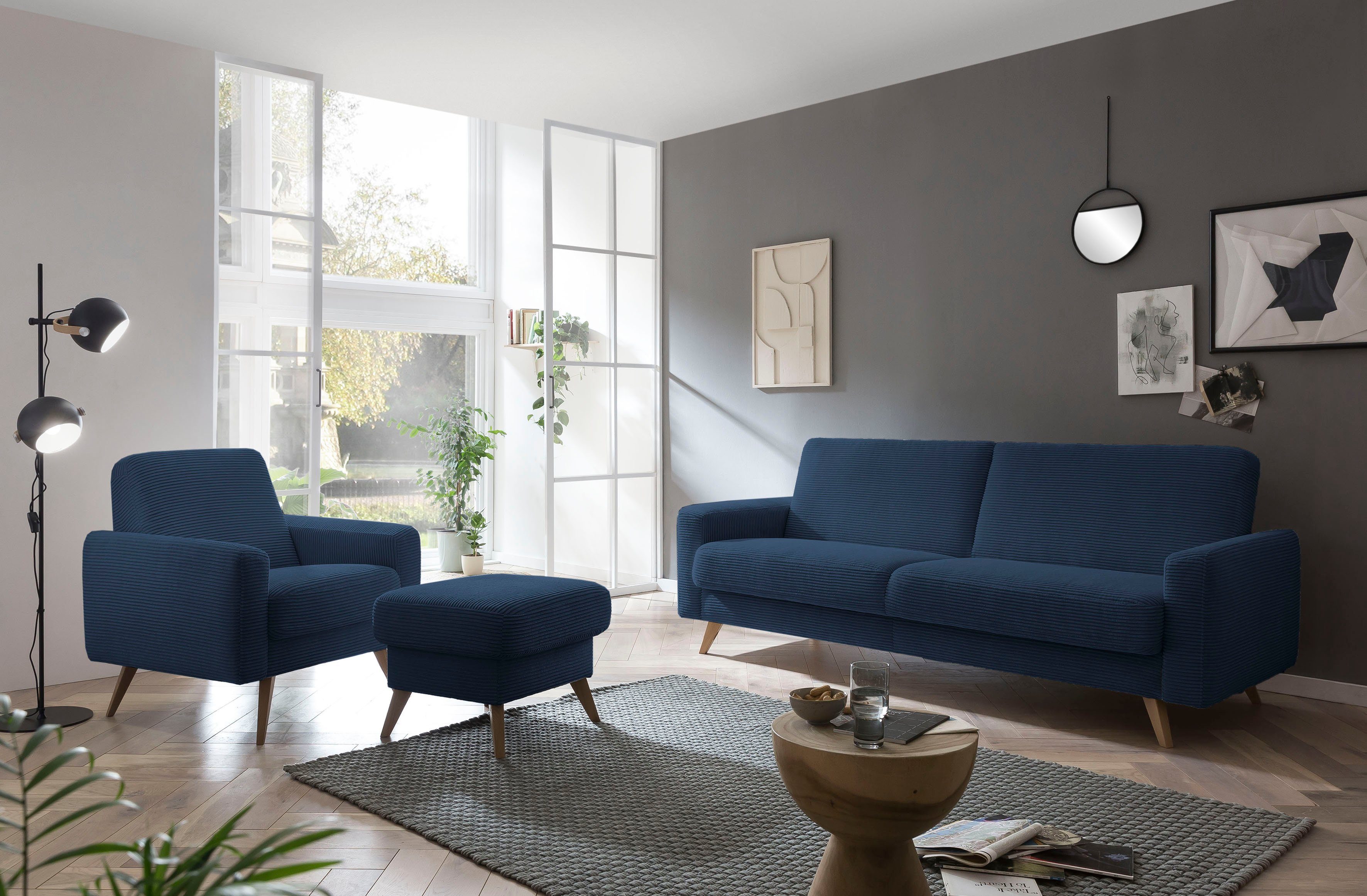 exxpo - sofa fashion 3-zitsbank Samso, elegant en comfortabel, actuele cord bekleding, kantelbank