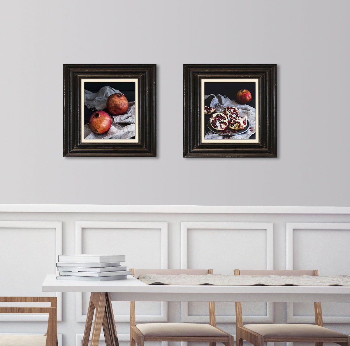 queence Artprint op linnen Granaatappel Premium canvasstof, handgemaakt in Duitsland, 40x40cm