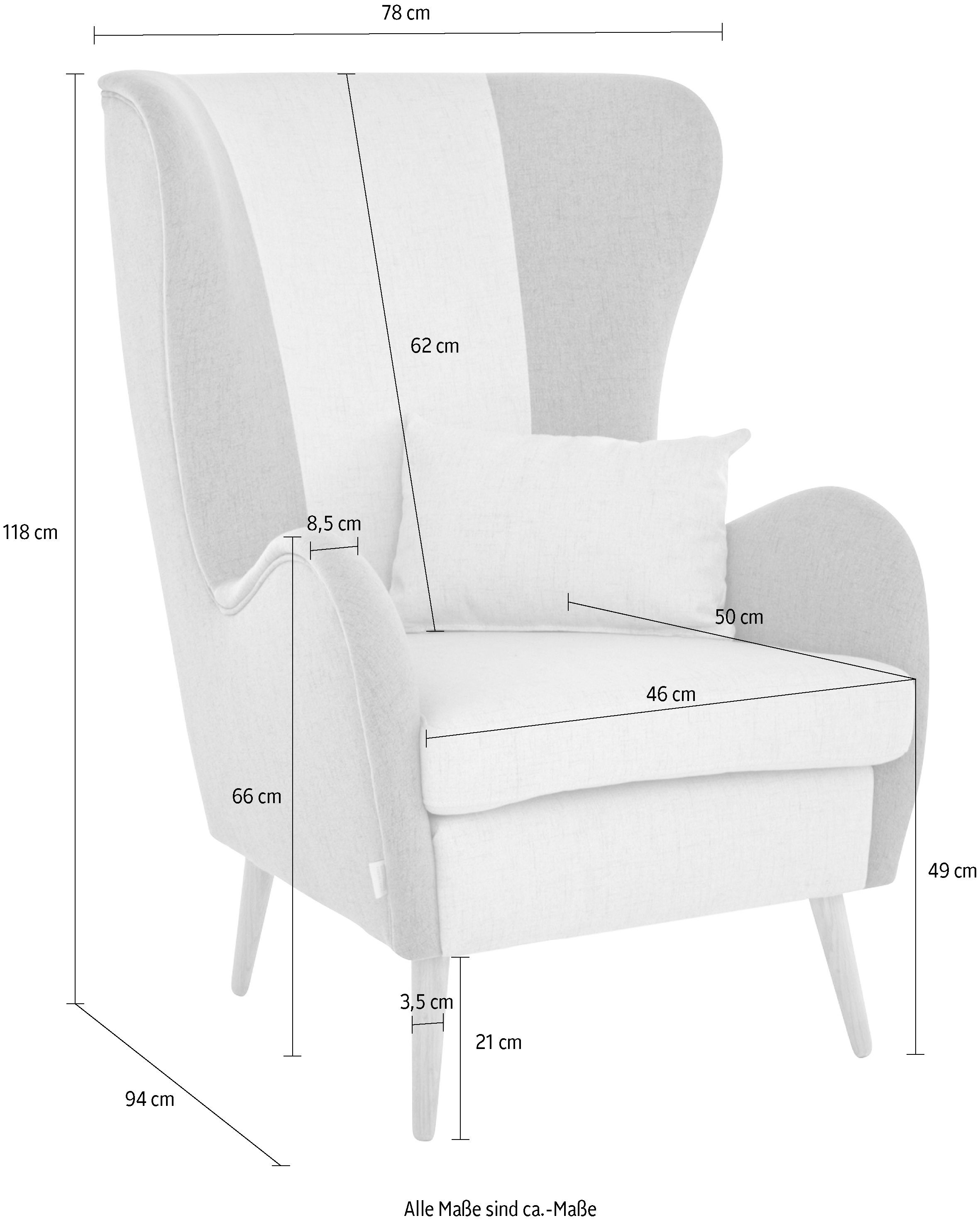 Guido Maria Kretschmer Home&Living Fauteuil Salla bekleding bouclé of fijne structuur, oorschelp fauteuil naar keuze met of zonder hocker, grote fauteuil: afm. bxdxh: 78x94x118cm