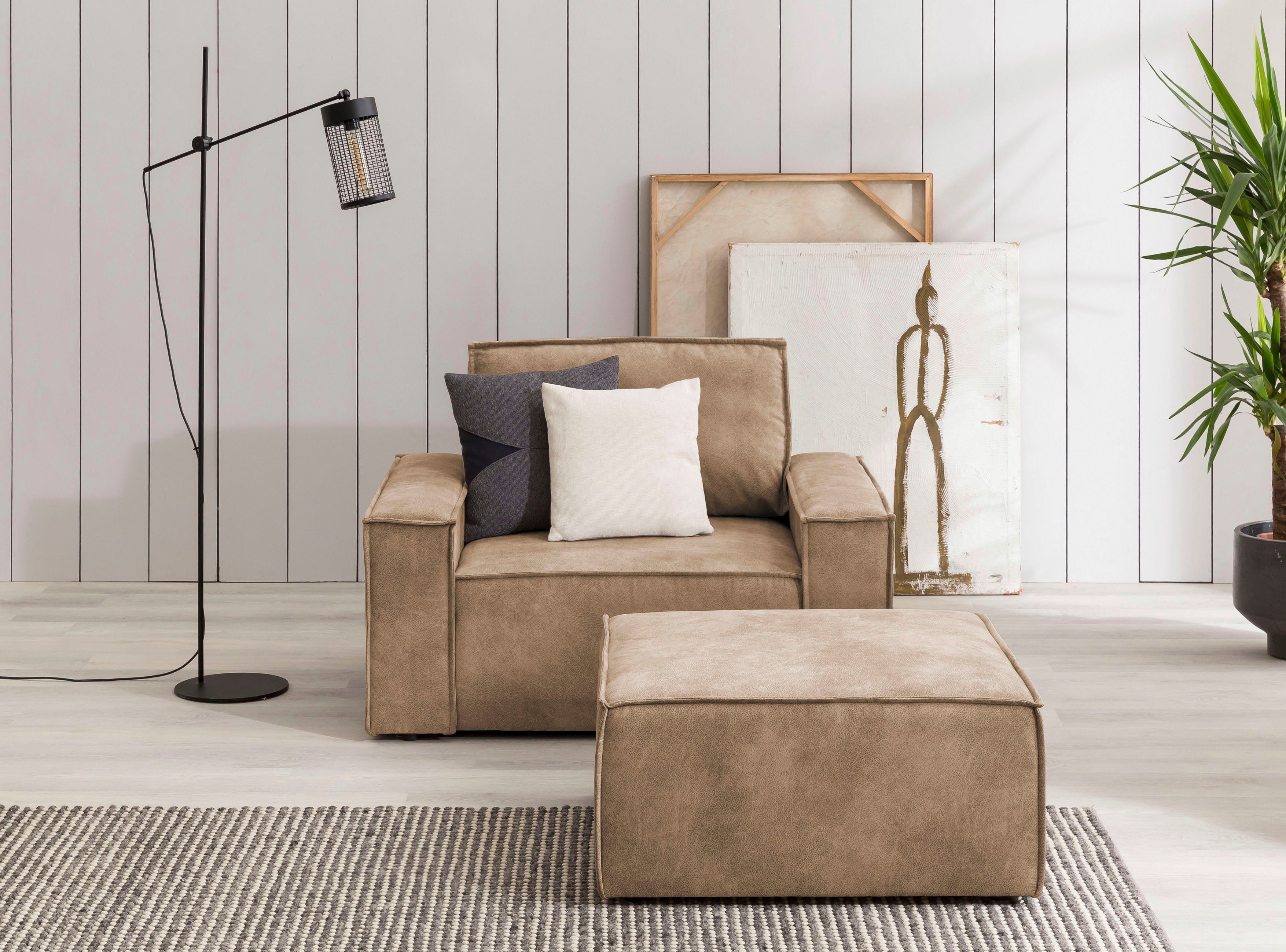 Home affaire Fauteuil Sherwood Loveseat en hocker als set, passend bij de bekleding-serie SHERWOOD