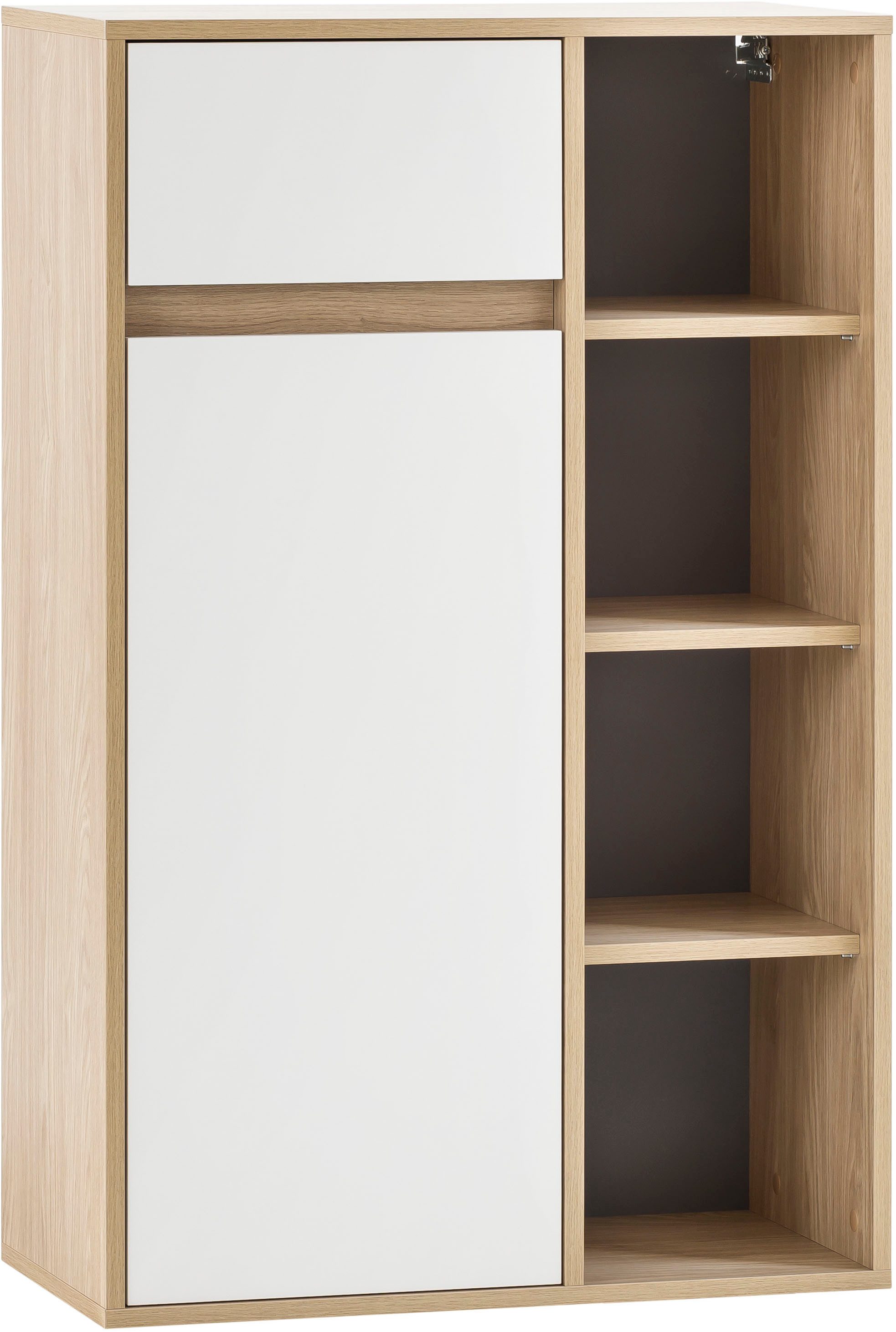 Schildmeyer Halfhoge kast Mali, breedte 66 cm Houtdecor met voelbare structuur, grepenloze deuropening