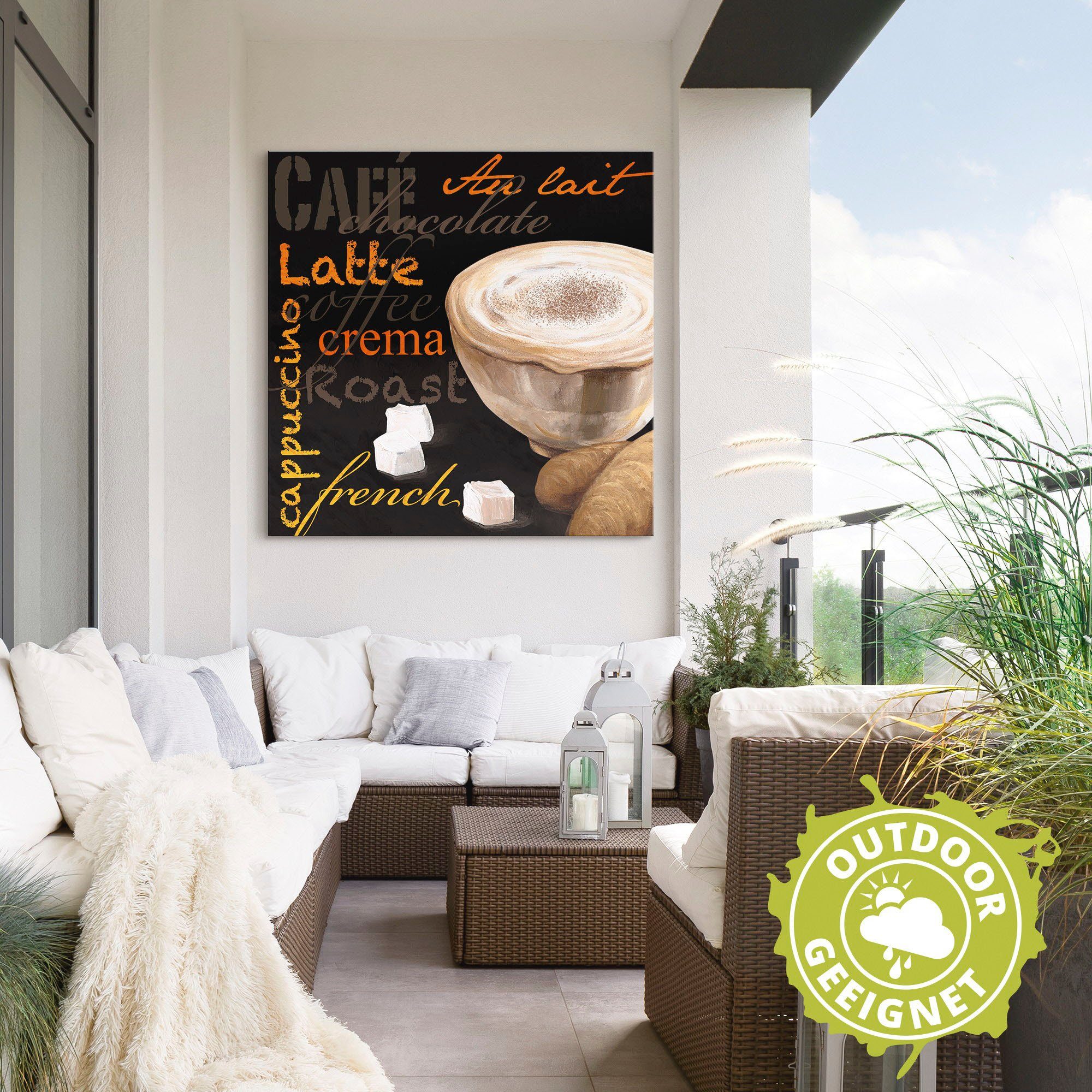 Artland Artprint Cappuccino - koffie als artprint van aluminium, artprint voor buiten, artprint op linnen in verschillende maten