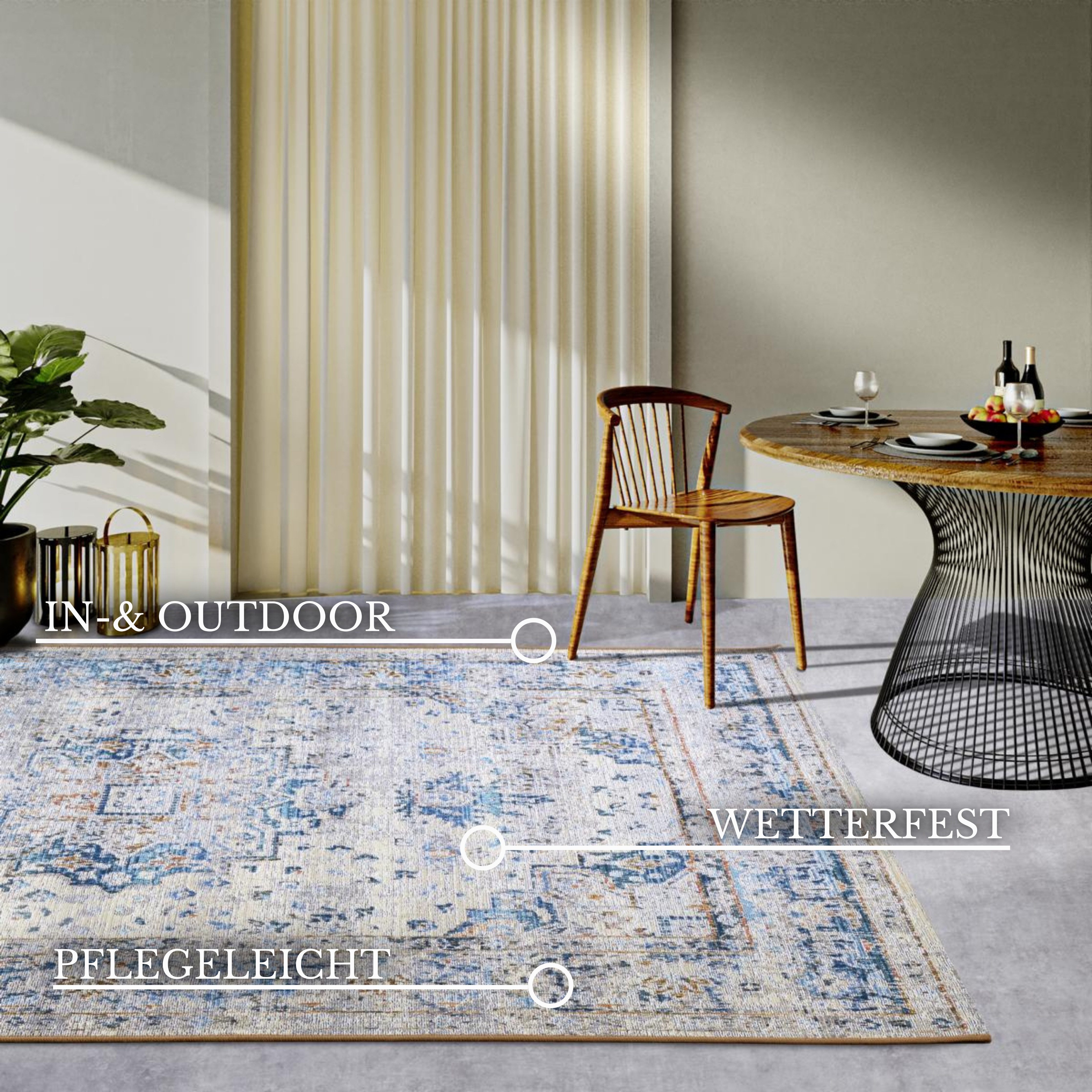 Villeroy & Boch Outdoorkleed Rene Buiten, vlakweefsel, weerbestendig, balkon, tuin, klassiek, terras