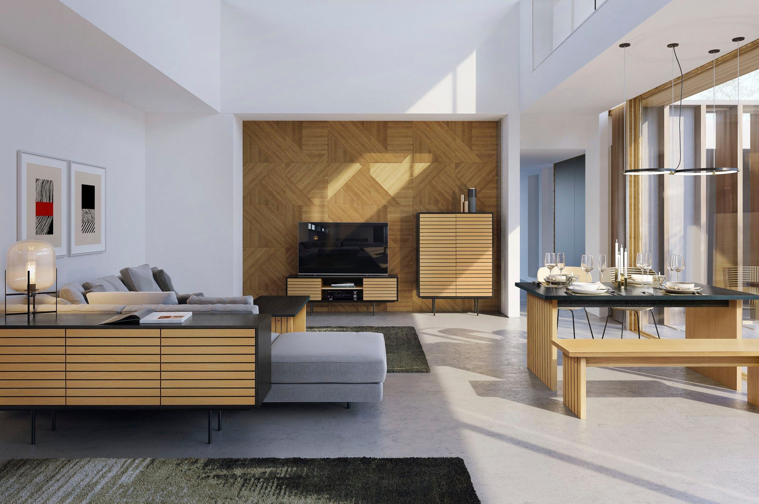 Woodman Bank Stripe in scandinavisch design, houtfineer van eiken