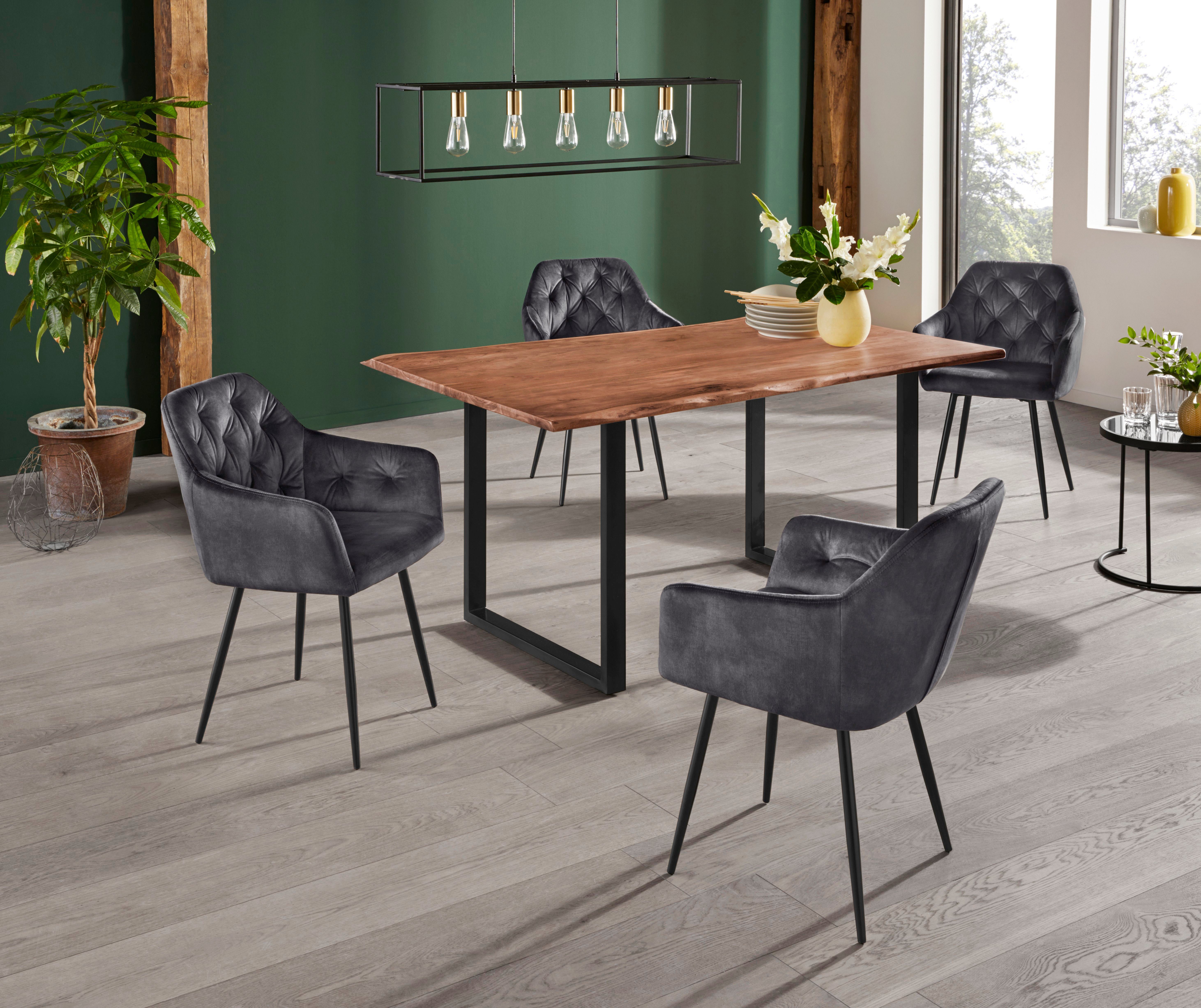 HELA Eetkamerstoel Kira schaalstoel Boho, bestseller Stoel met armleuningen fluweel of microvezel bekleding (set, 2 stuks)