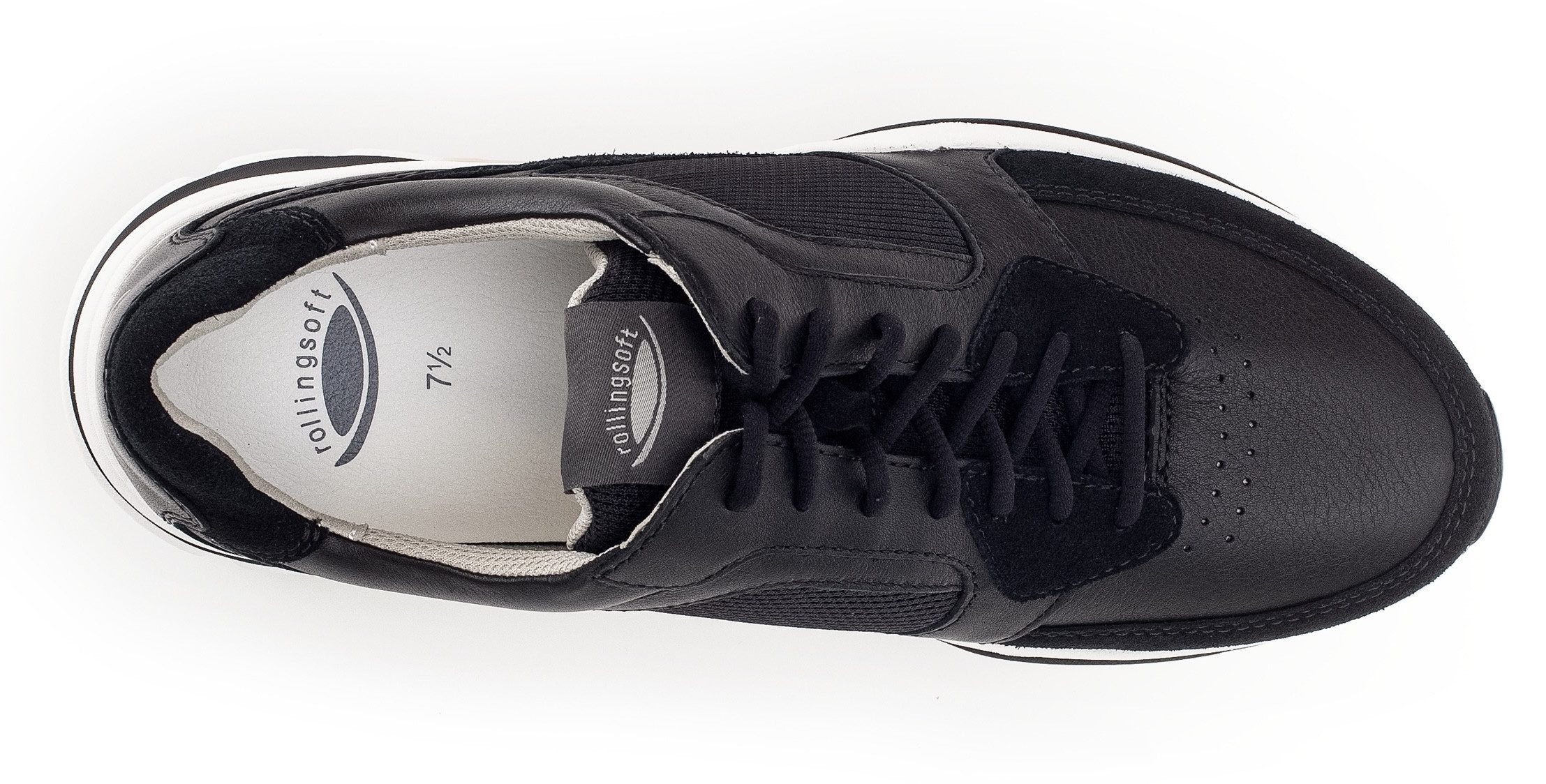 Gabor Rollingsoft Sneakers met sleehak , vrijetijdsschoen, lage schoen, veterschoen met logo op de hiel, g-breedte