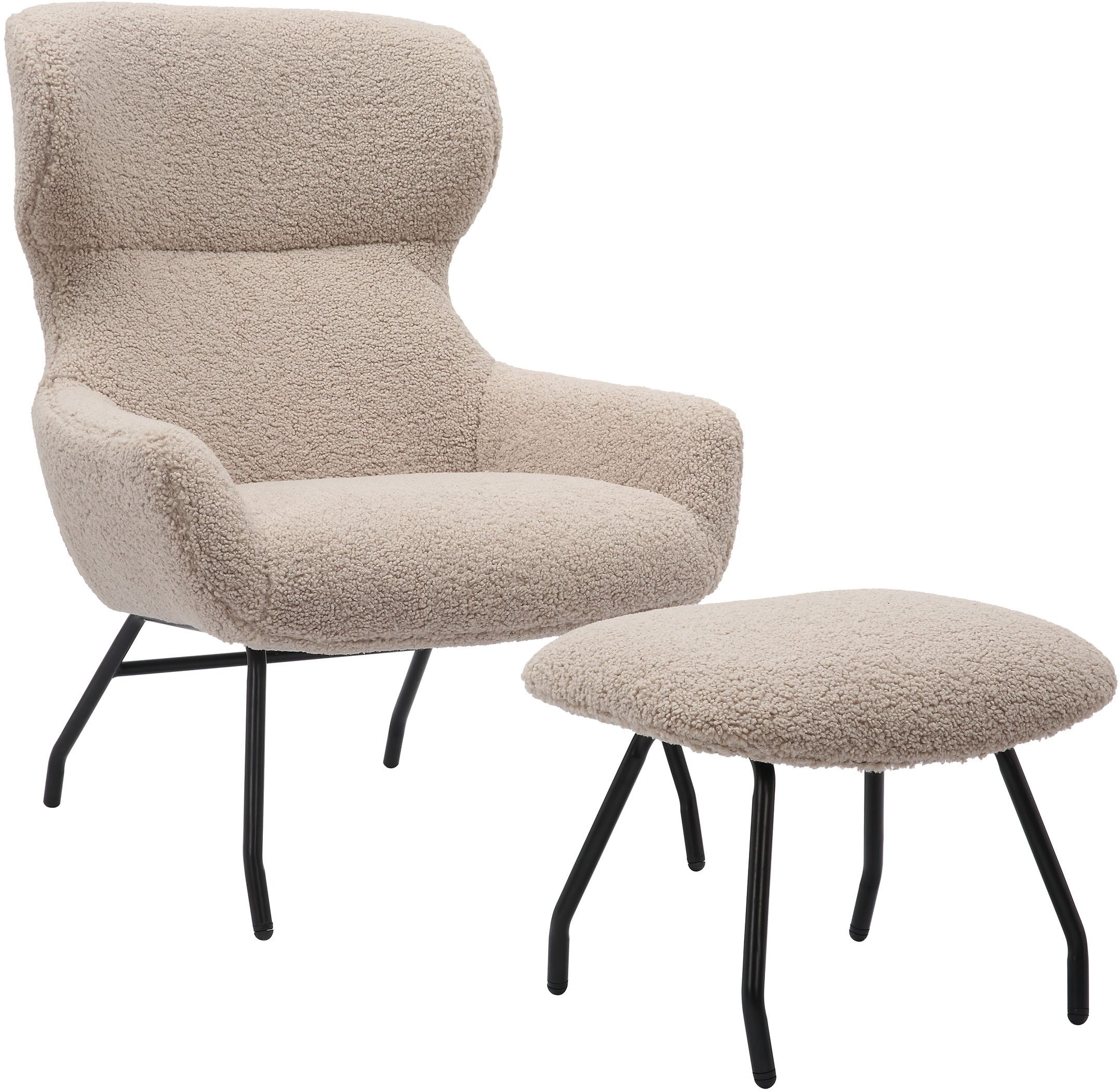 SalesFever Fauteuil met bekleding in imitatiebont-look (set, 2 stuks)
