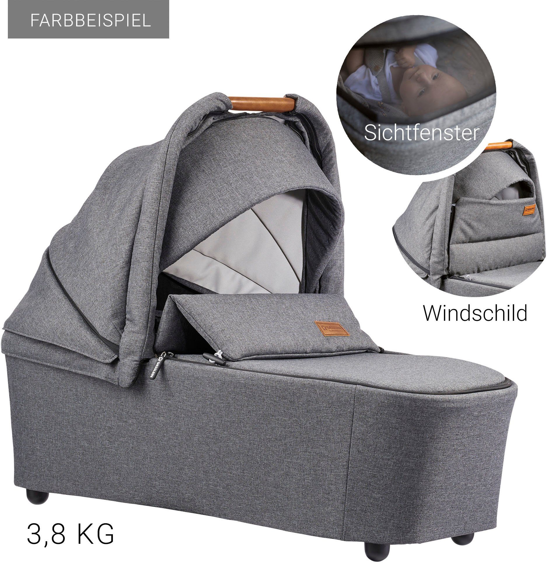 Gesslein Combi-kinderwagen FX4 Soft+ met opzetstuk Life, zwart/tabak, zand