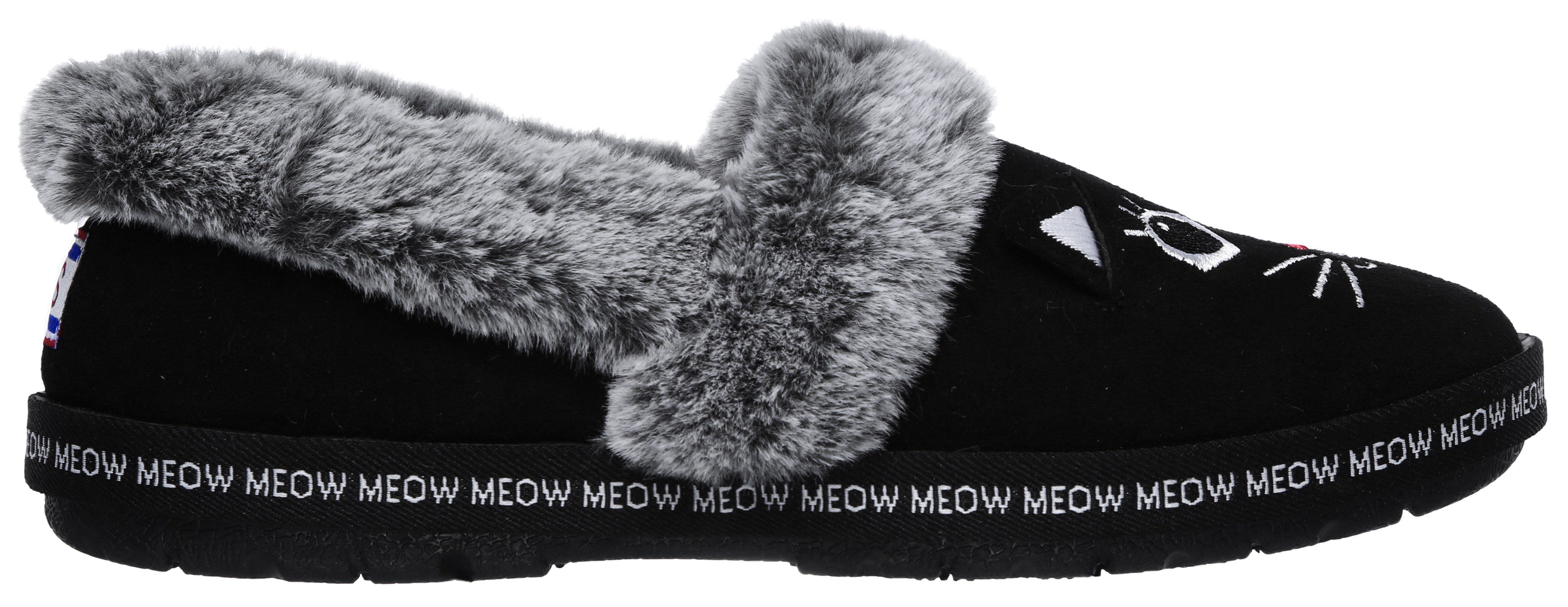 Skechers Pantoffels TOO COZY MEOW PAJAMAS Huisschoen met geborduurd kattengezicht