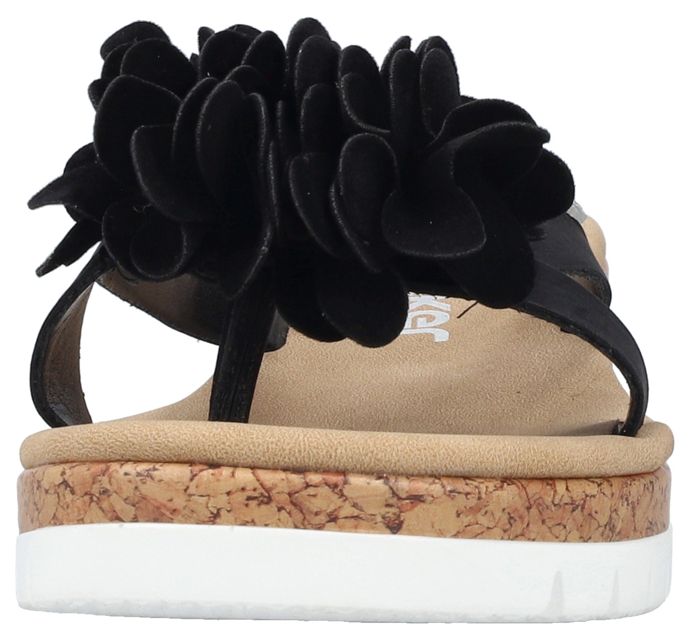 Rieker Slippers sleehak, zomerschoen, slippers met sleehak in kurk-look
