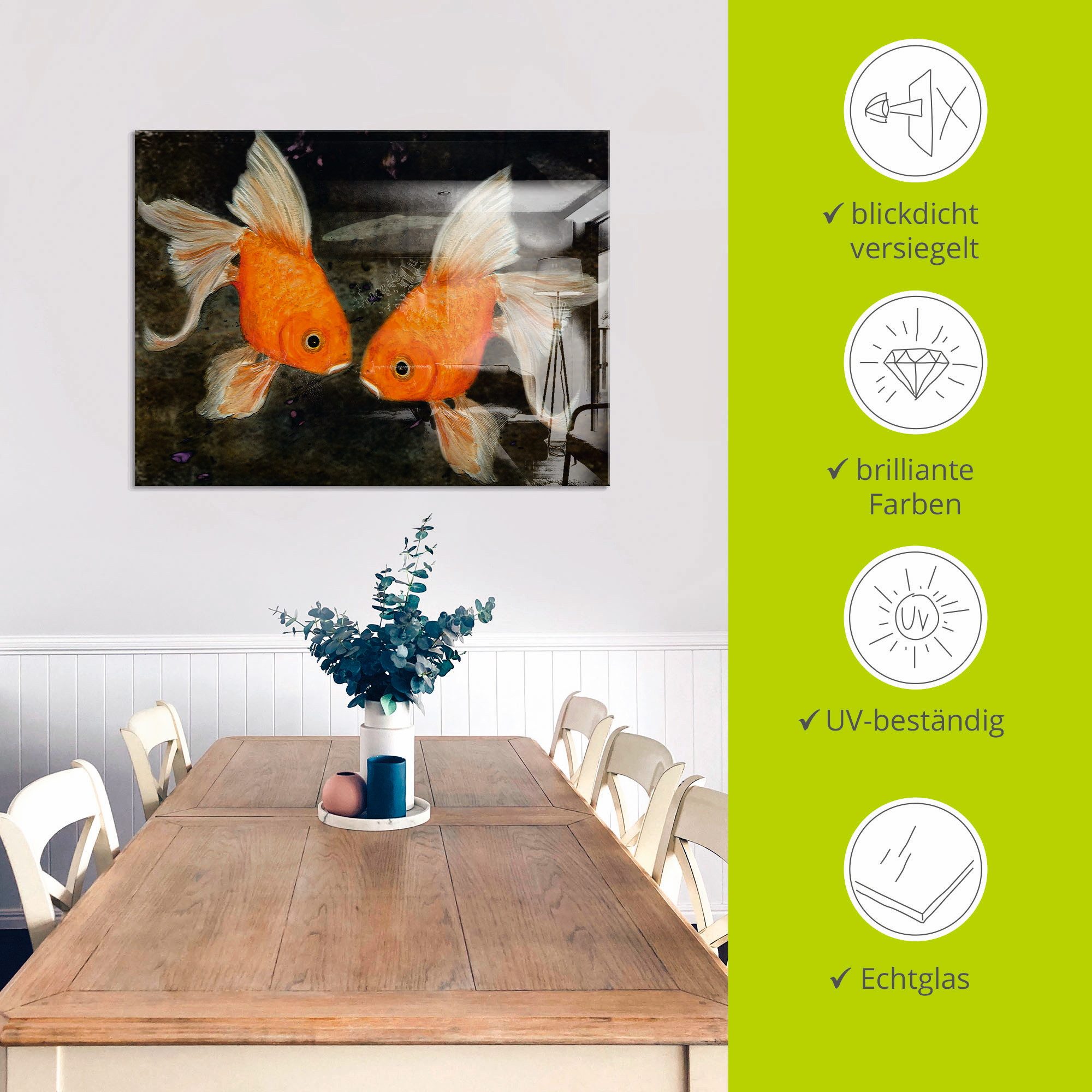 Artland Print op glas Turtel vis in verschillende maten