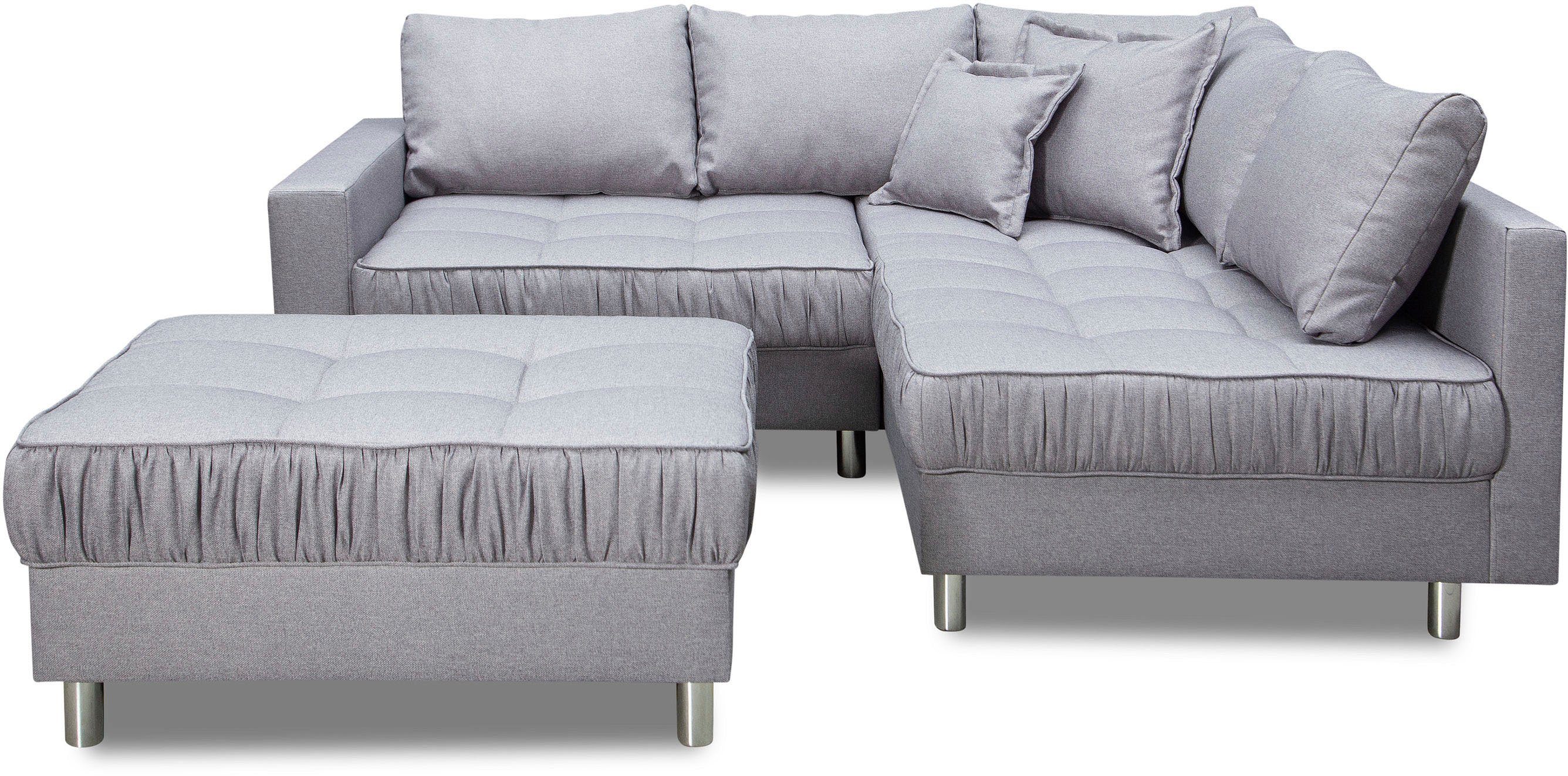 COLLECTION AB Hoekbank Cannes L-vorm met hocker, inclusief slaapfunctie