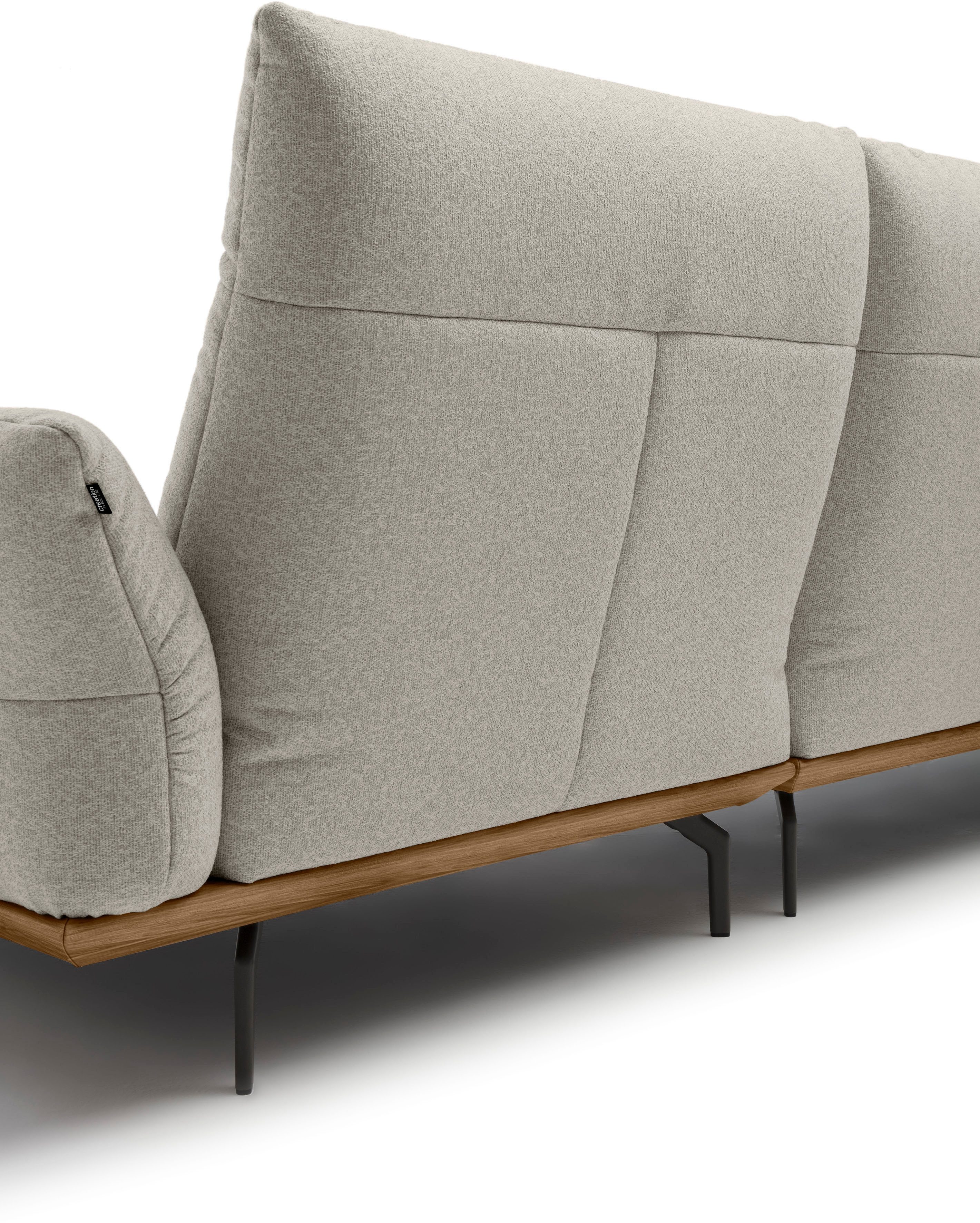 Creation BY ROLF BENZ Hoekbank Hs.460 Sokkel in walnotenhout, onderstel in umbra grijs, breedte 298 cm