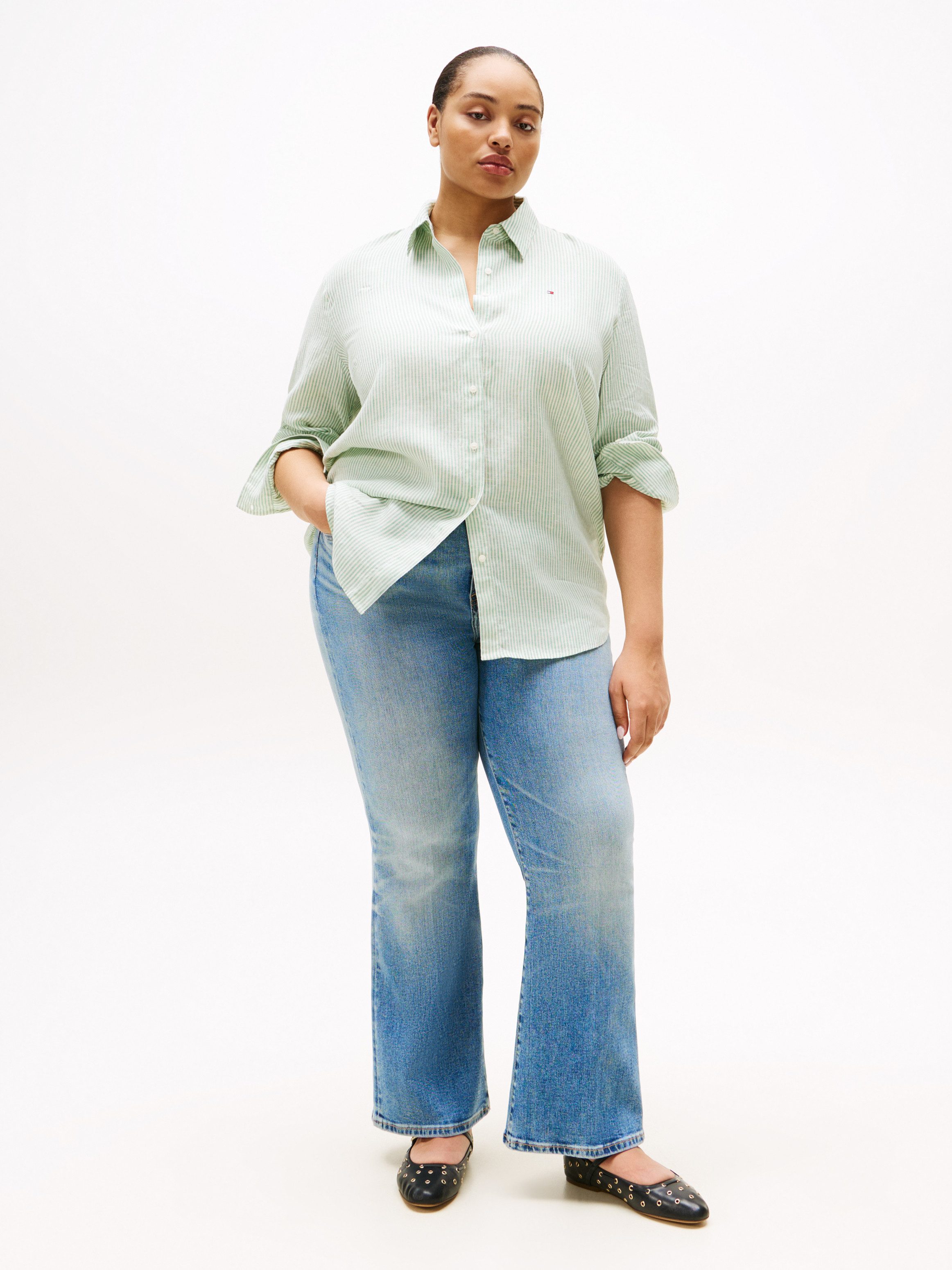 Tommy Hilfiger Curve Overhemdblouse CRV ESS LINEN RELAXED SHIRT in grote maten, linnenkwaliteit