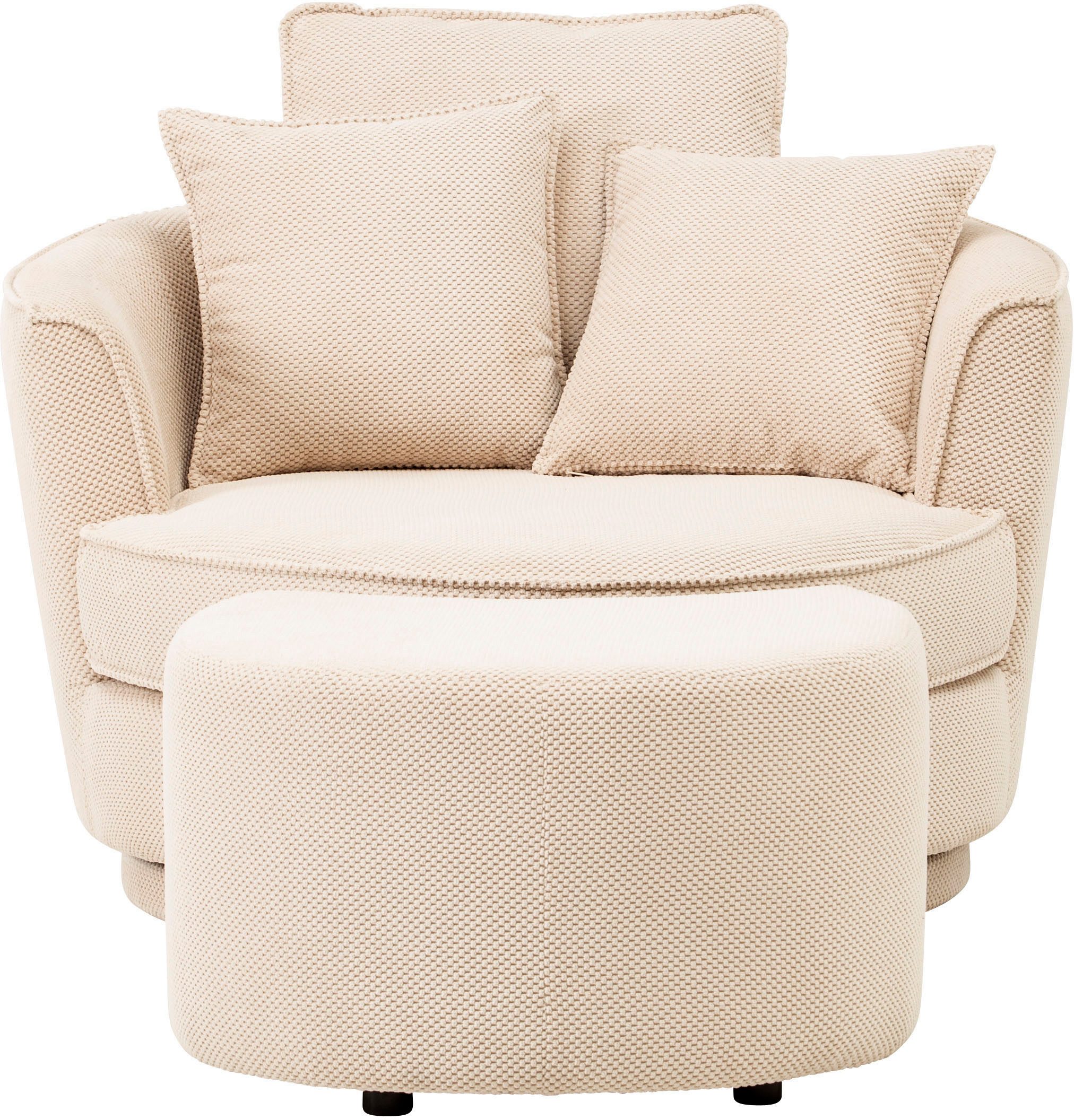 Leonique Draaibare fauteuil MAISIE, Love Seat XXL leesfauteuil, grote fauteuil met poef(2 stuks)