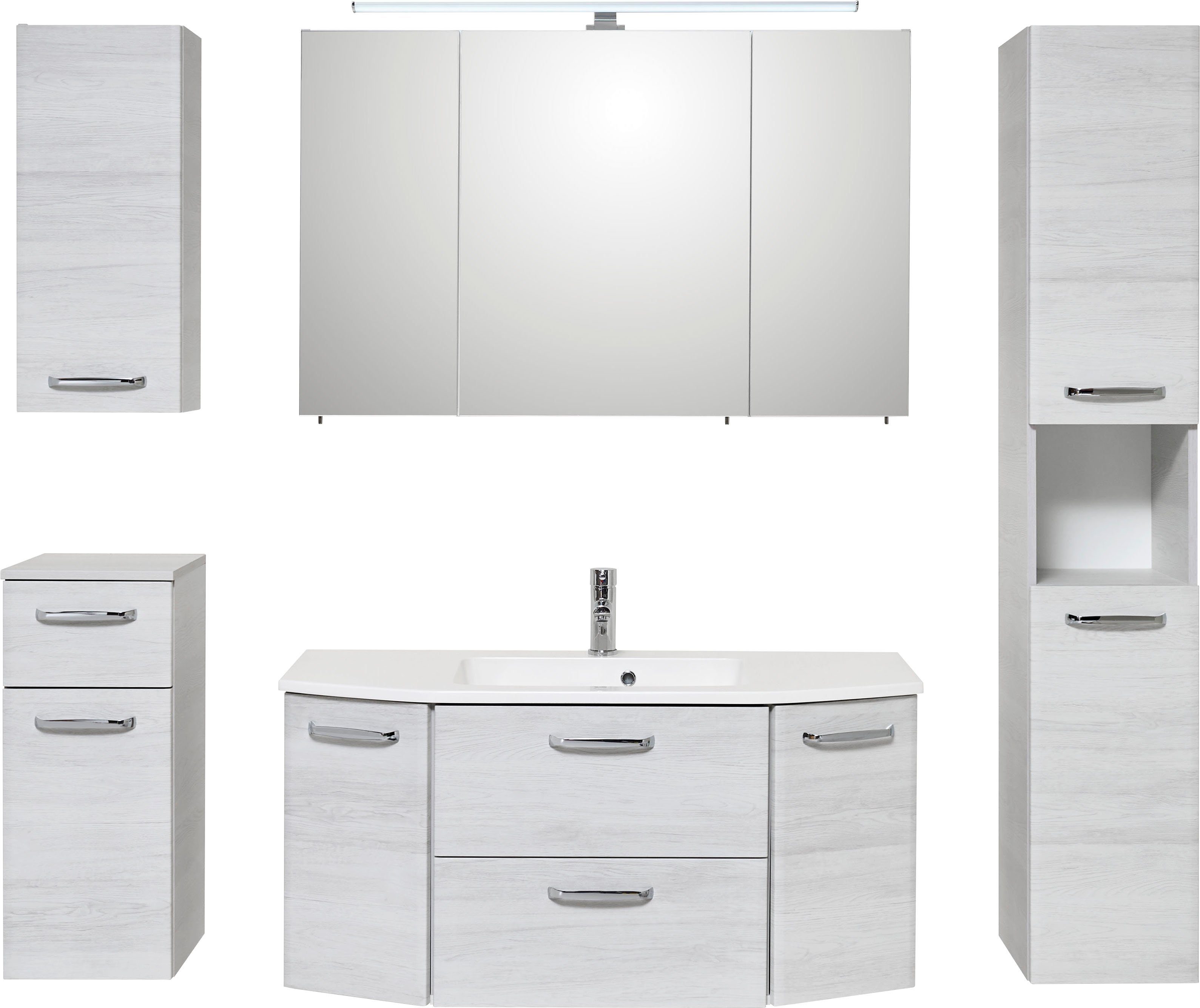 Saphir Badkamerserie Quickset 936 5-delig, mineralenmarmer wastafel met LED-spiegelkast (set, 5-delig)