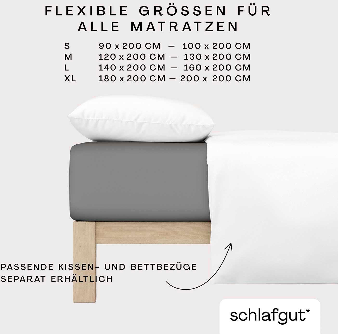 Schlafgut Hoeslaken CASUAL o.a. in maat 90x200, 140x200 of 180x200 cm, 100% biologisch katoen Dekbedovertrek voor matrassen tot 25 cm hoogte, betrouwbaar, duurzaam, zacht (1 stuk)