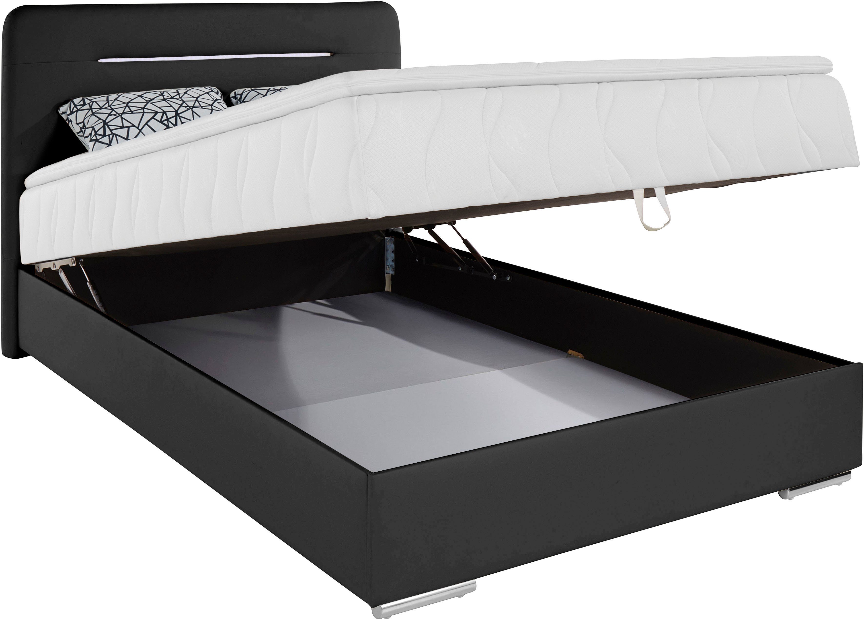 COTTA Boxspring Lighstar inclusief ledverlichting, topmatras, bedkist en sierkussen
