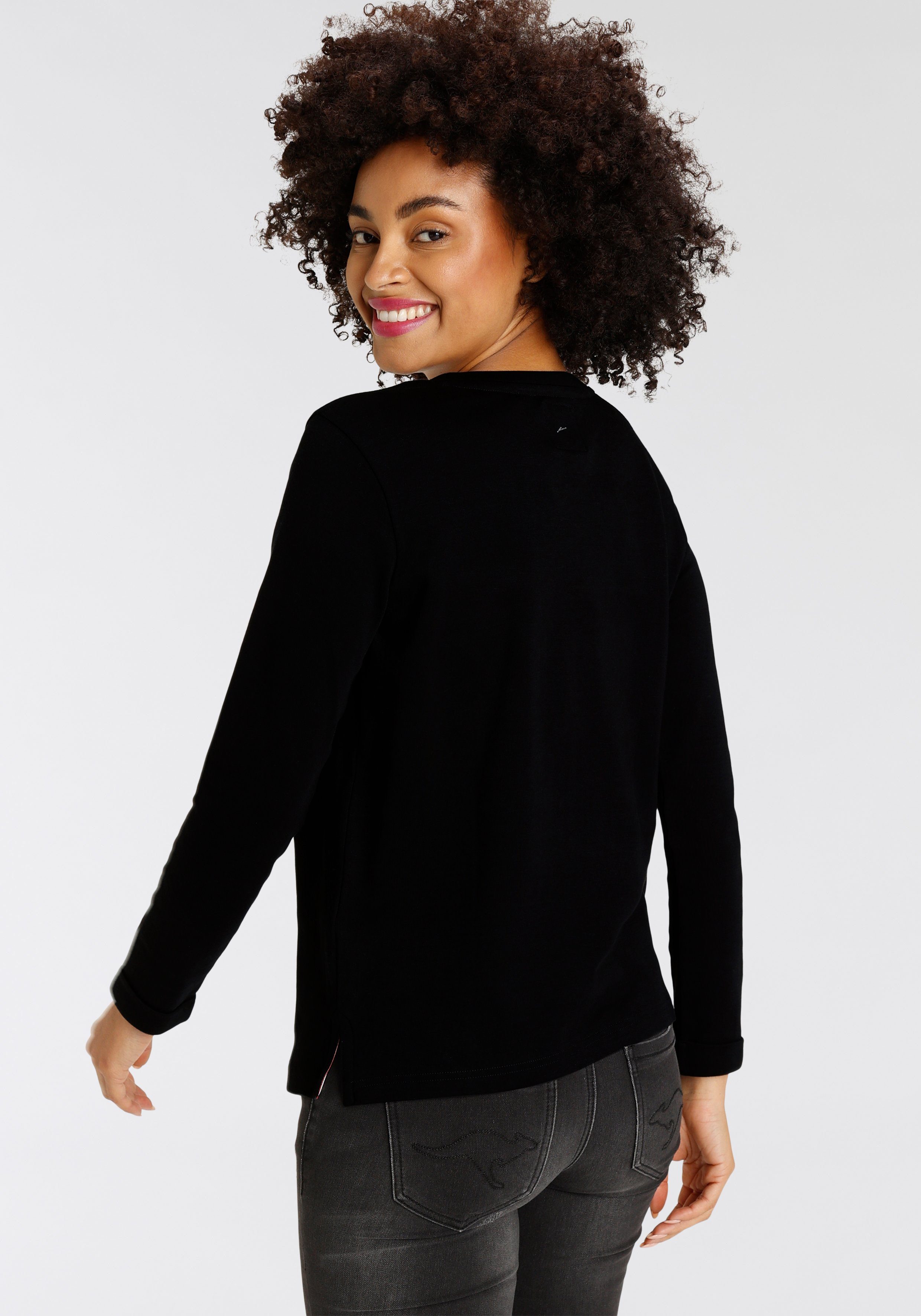 KangaROOS Sweatshirt Lange mouwen, figuurvolgend, effen, met ronde hals