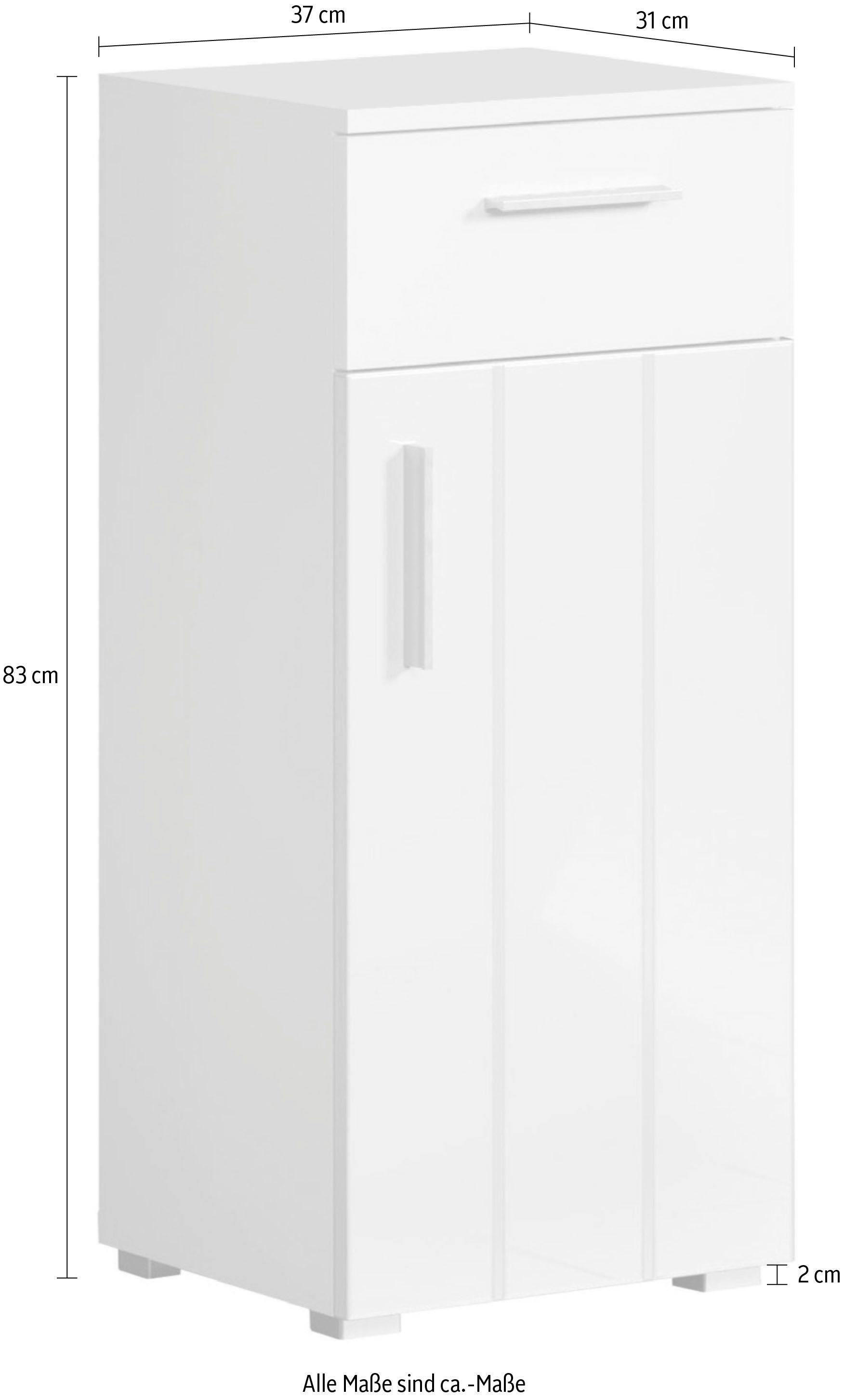 welltime Onderkast Praag Staande kast met verwisselbare deurdranger - (B/D/H) 37/31/83 cm (1 stuk)