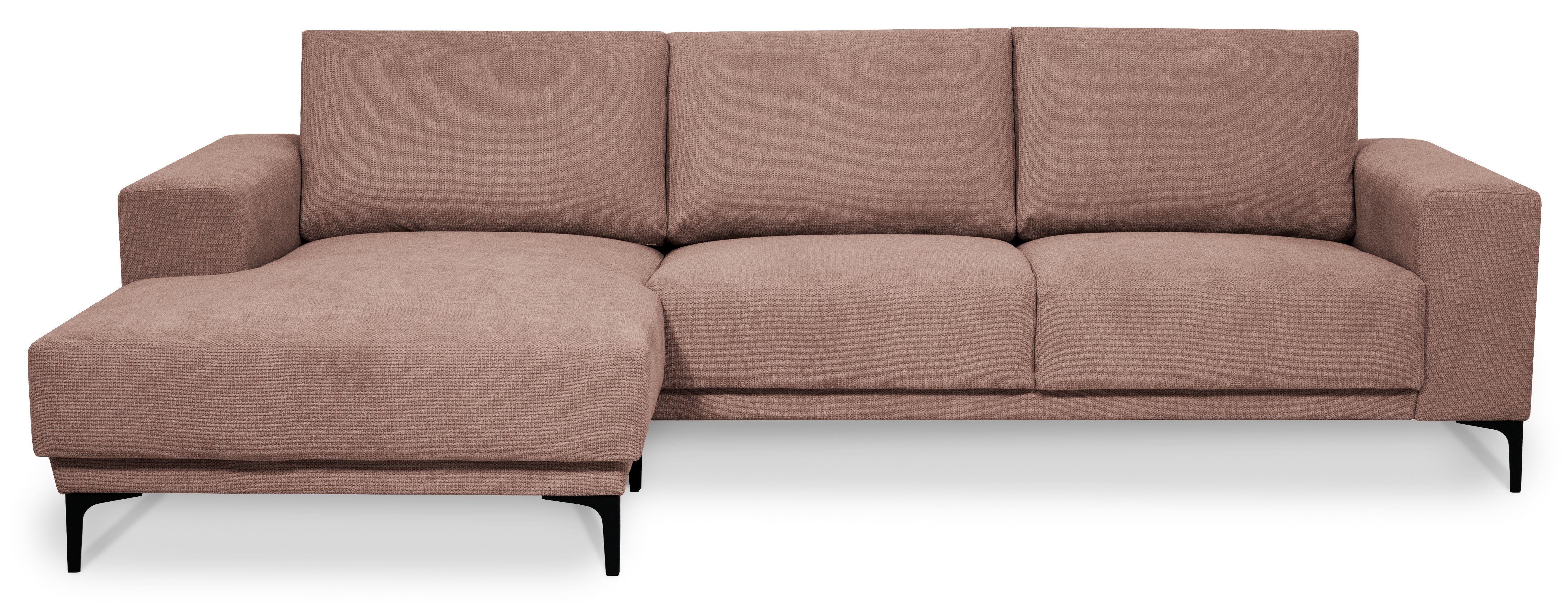 Places of Style Hoekbank Xander, L-model, Breedte 280 cm, soft-touch chenille, zwarte metalen voeten